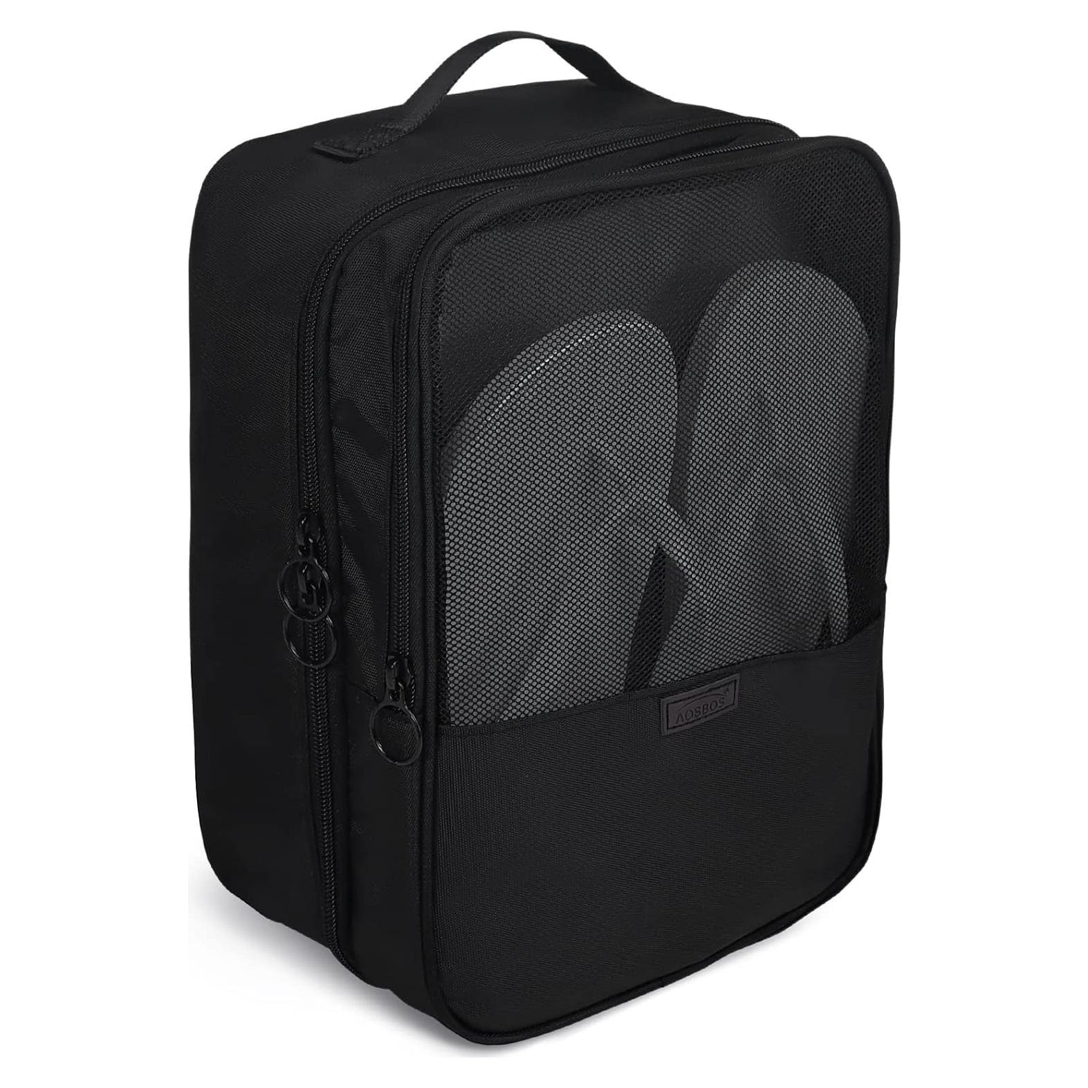 Bolsa de Zapatos Aosbos 2 Capas Portátil Negro 31.75x14.99cm