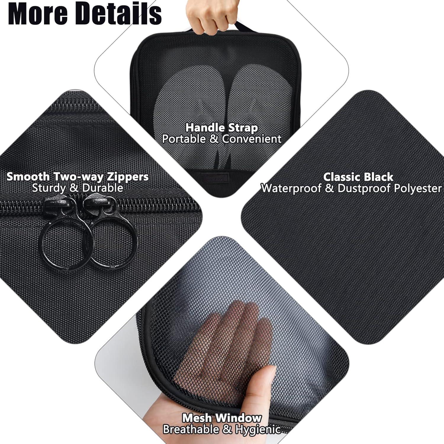 Bolsa de Zapatos Aosbos 2 Capas Portátil Negro 31.75x14.99cm