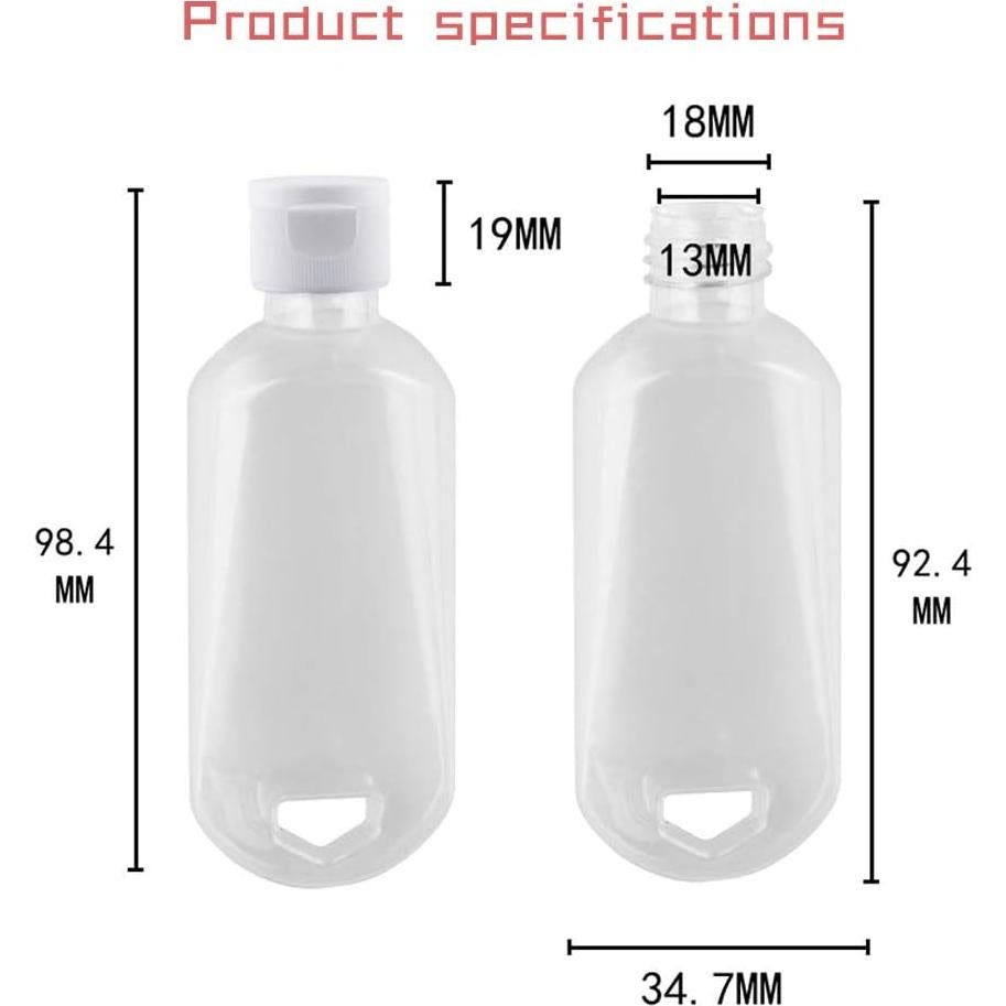 Botellas de Viaje Reutilizables 50ml Wangzi - 5 Pcs con Clip