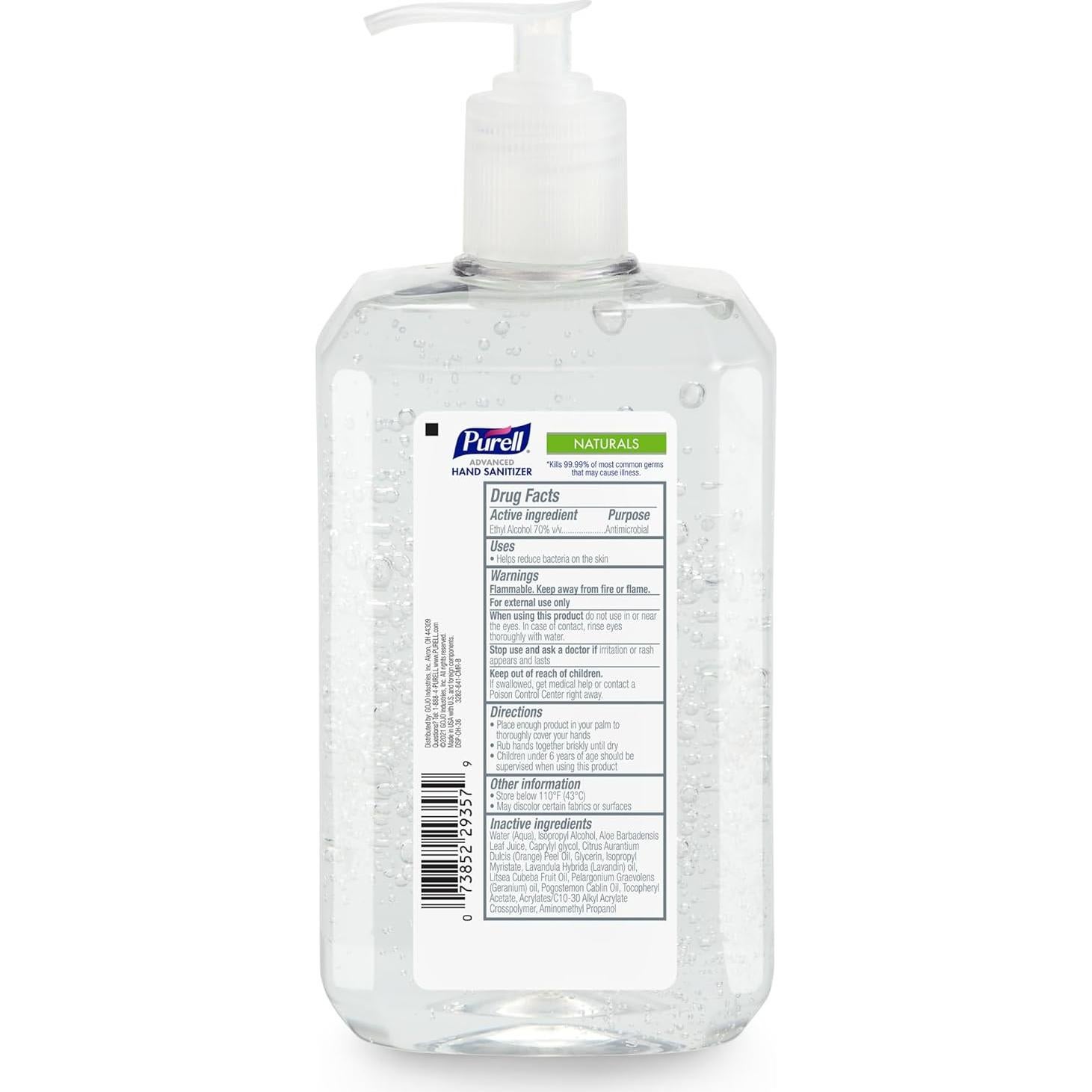 Kit Desinfectante de Manos PURELL Naturals 24 oz + 2 Botellas 59 ml