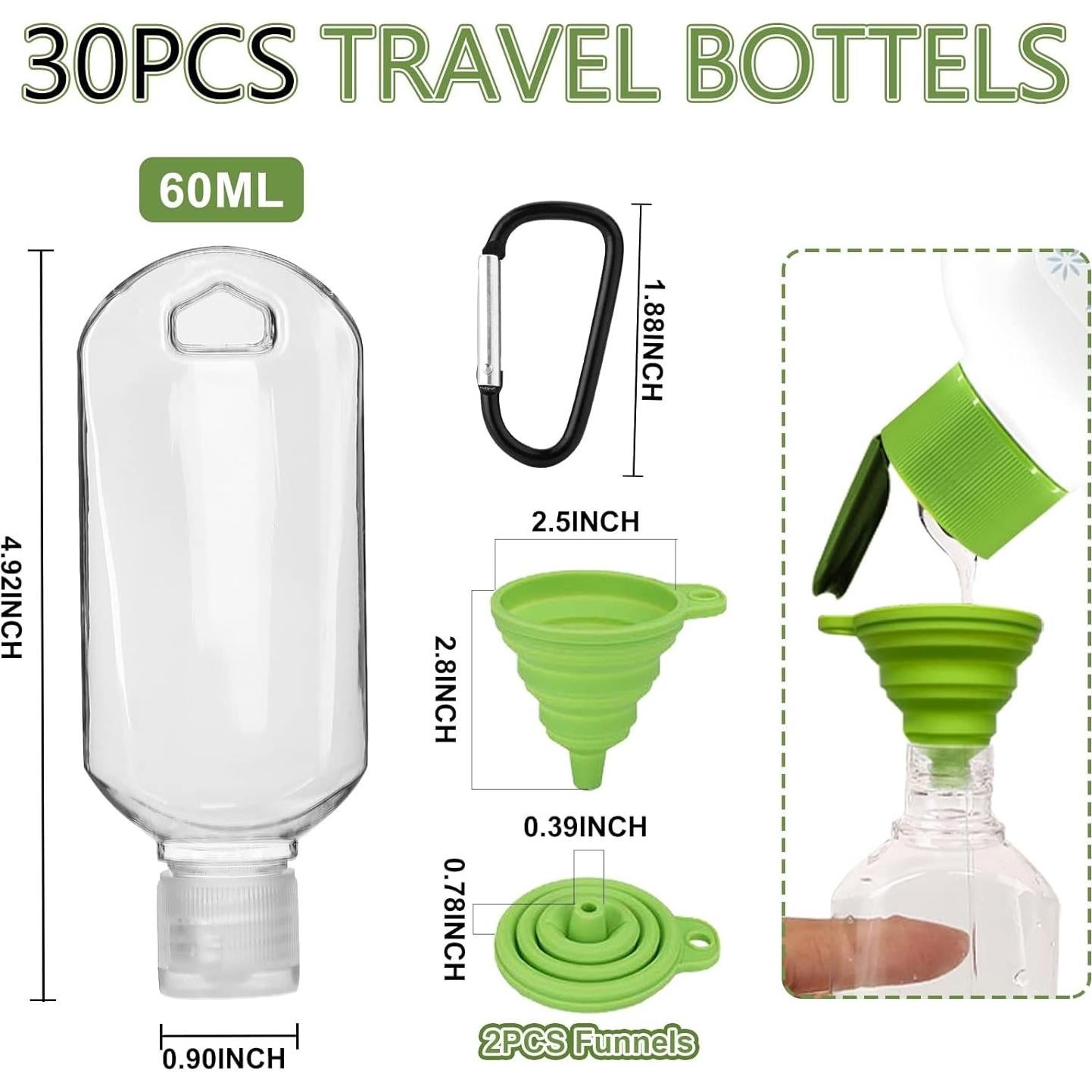 30 Botellas Vacías de Desinfectante Abodhu 60ml Portátiles