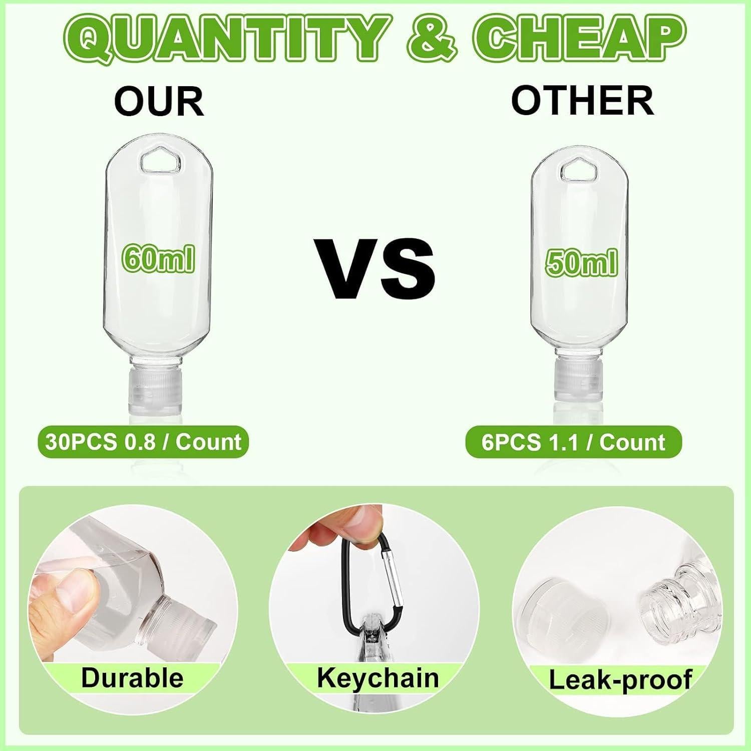 30 Botellas Vacías de Desinfectante Abodhu 60ml Portátiles