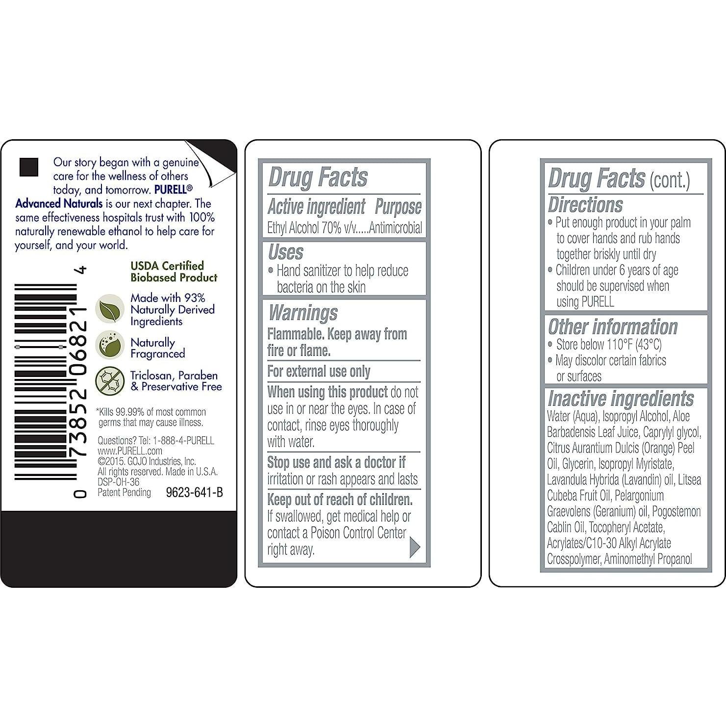 Desinfectante de Manos Purell Advanced Naturals 2 oz - Paquete de 6