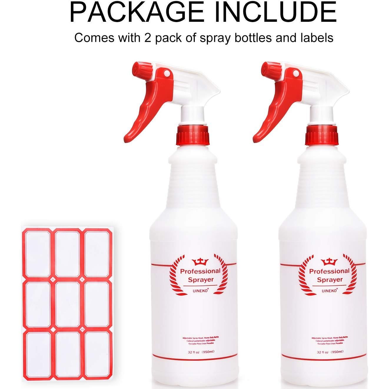 Botellas de Spray de Plástico Uineko 950 ml 4 Piezas Rojo