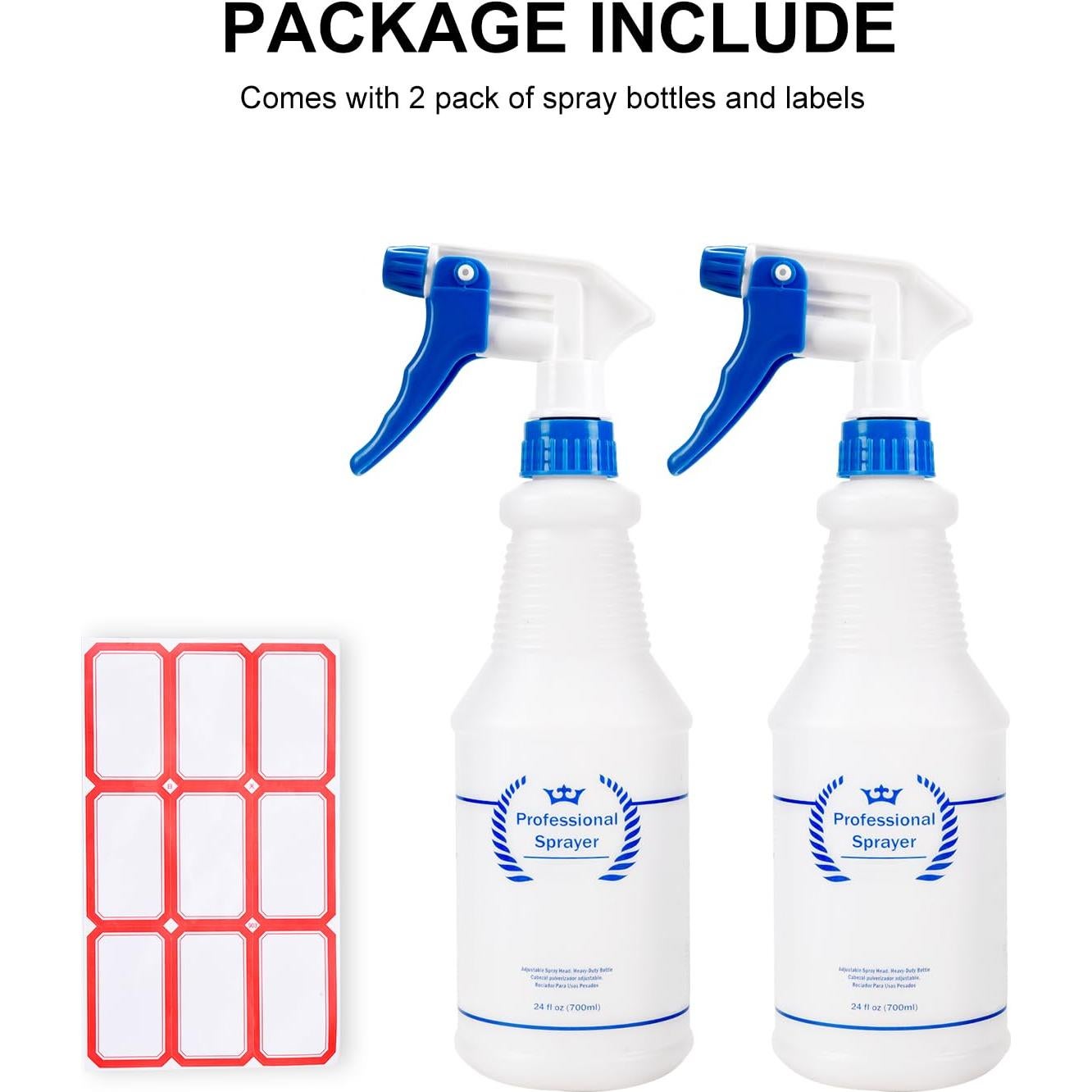 Botellas de Spray de Plástico 24 Oz - 2 Paquete ELEMSY