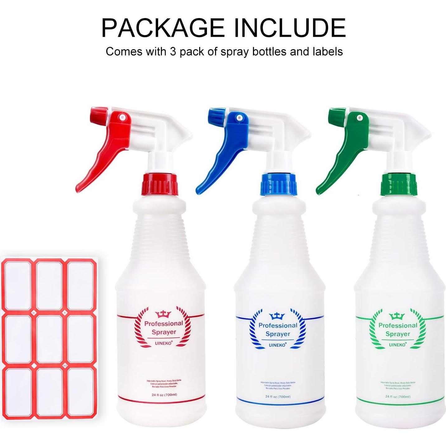 Botellas de Spray Uineko 24 Oz (Paquete de 3) Multiusos