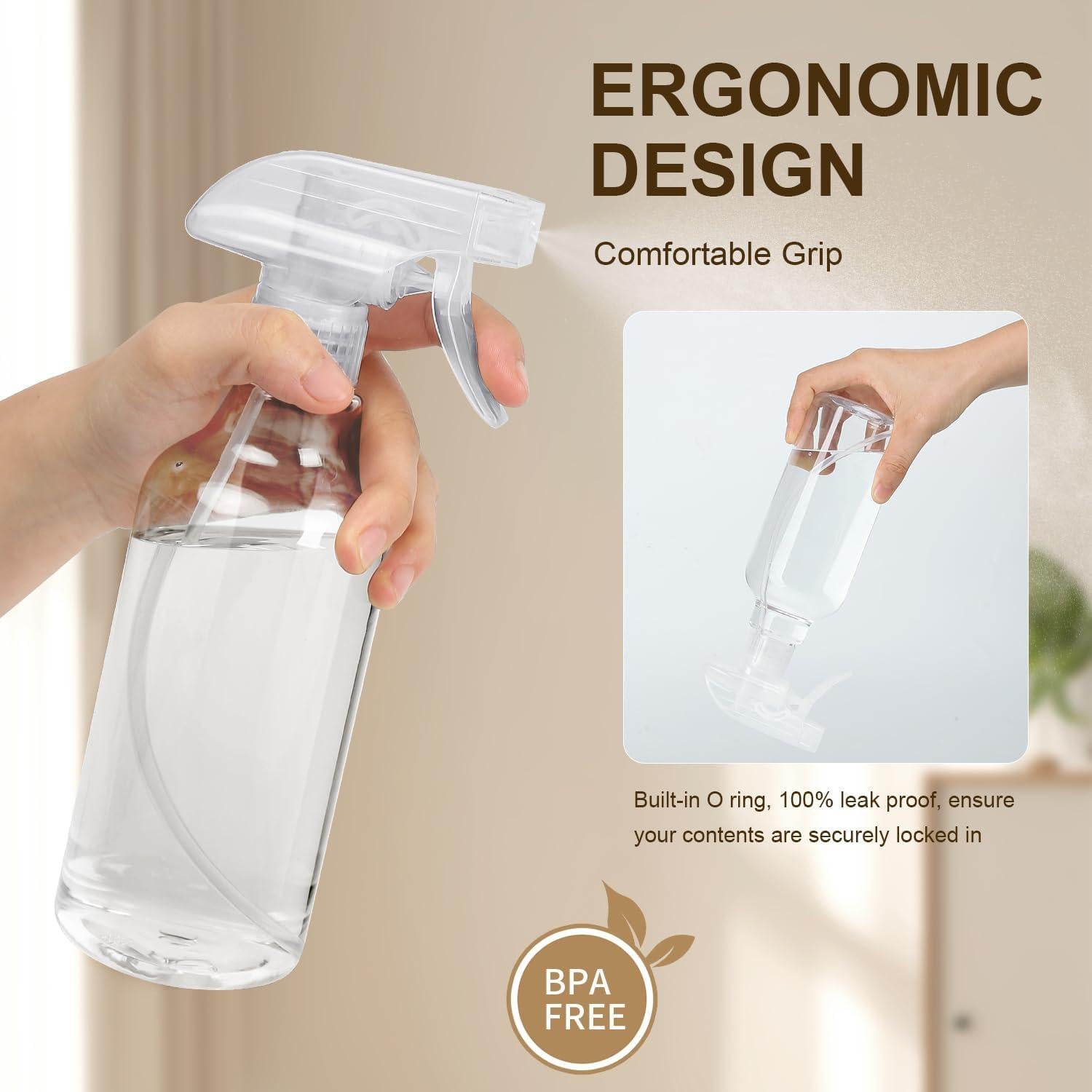 Botellas de Spray Bealee 500 ml 2-Pack Alta Resistencia