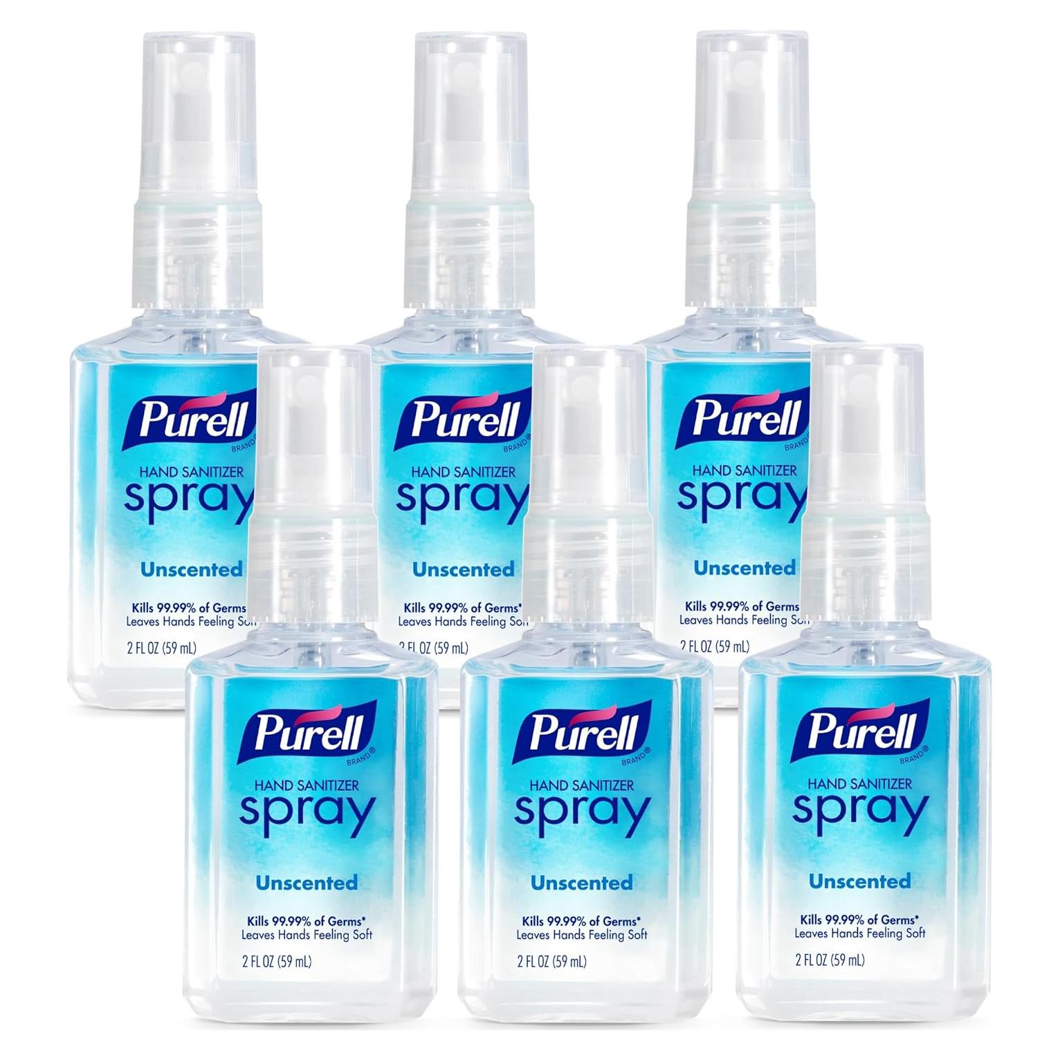 Spray Desinfectante de Manos PURELL Sin Fragancia 60 ml Pack 6