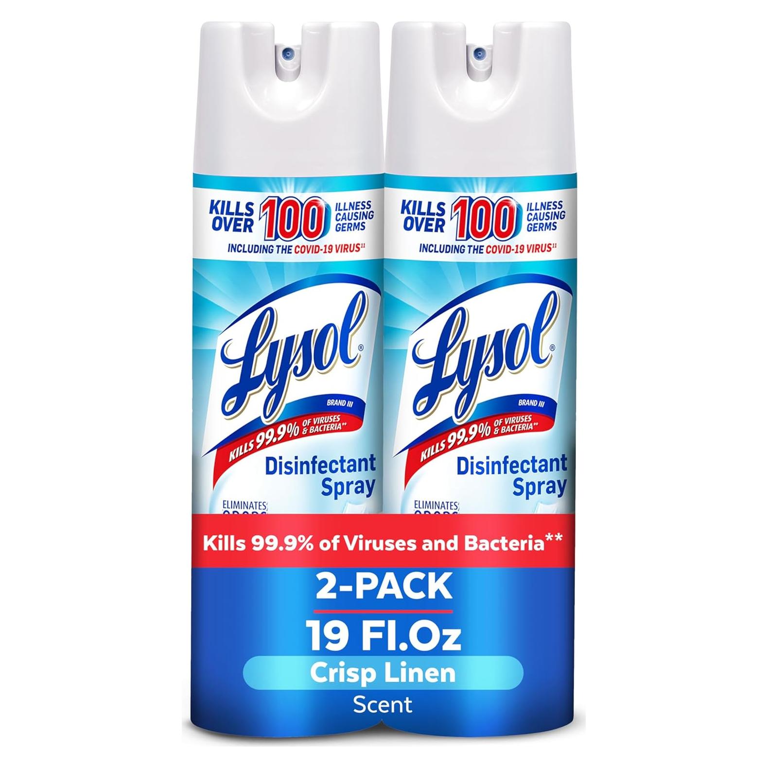 Aerosol Desinfectante Lysol 567 ml - Paquete de 2 - Lino Fresco
