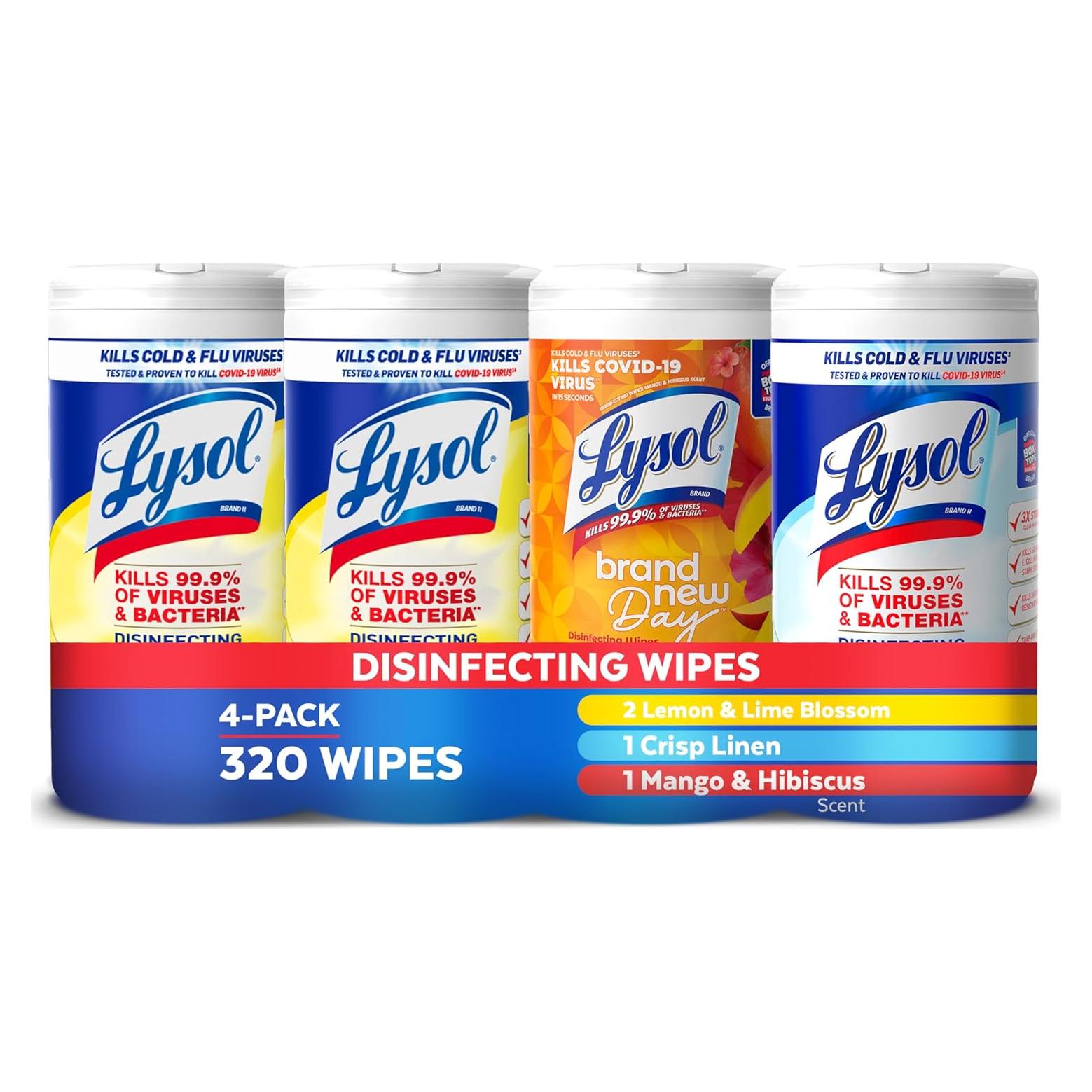 Toallitas Desinfectantes Lysol 80 Unidades Multiusos 4pk