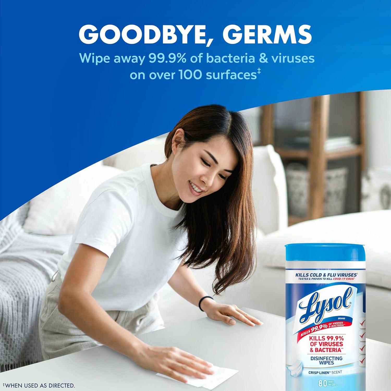Toallitas Desinfectantes Lysol 80 Unidades Multiusos 4pk