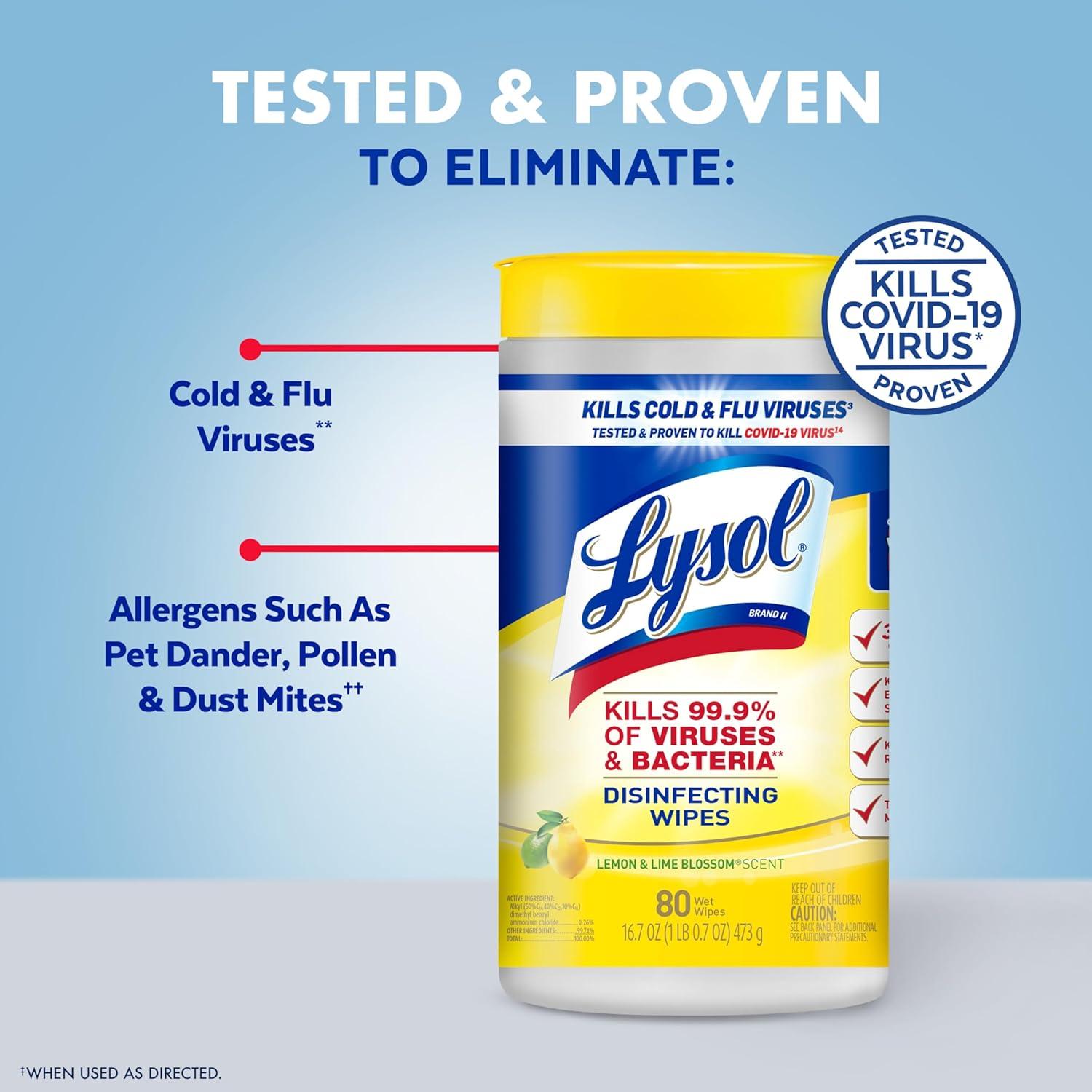 Toallitas Desinfectantes Lysol 80 Unidades Multiusos 4pk