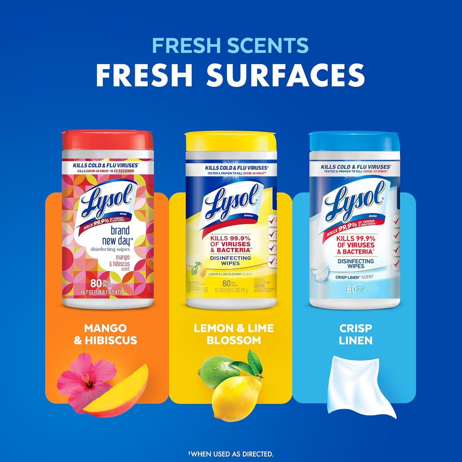 Toallitas Desinfectantes Lysol 80 Unidades Multiusos 4pk
