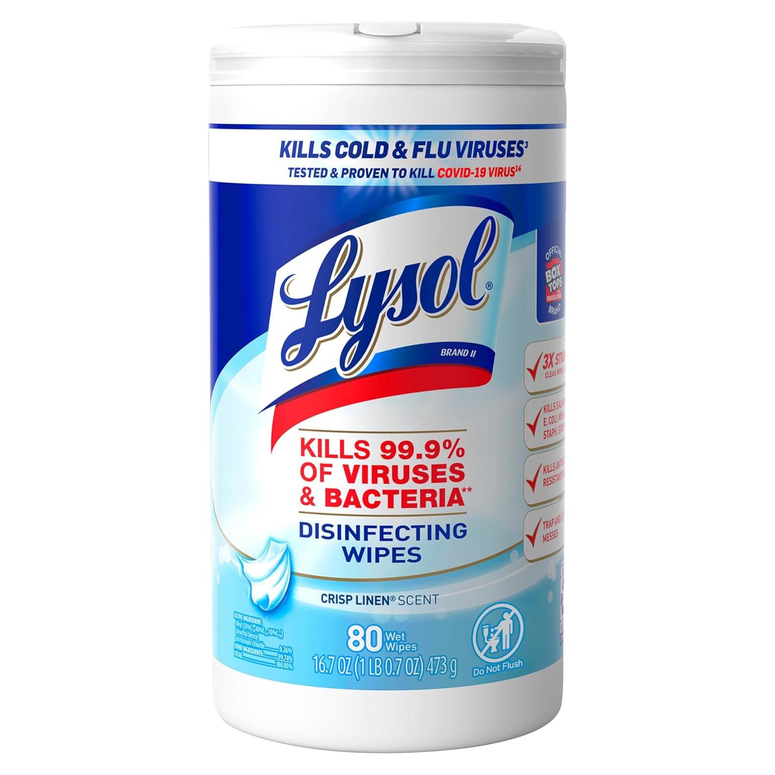 Toallitas Desinfectantes Lysol Lino Fresco 80 Unidades