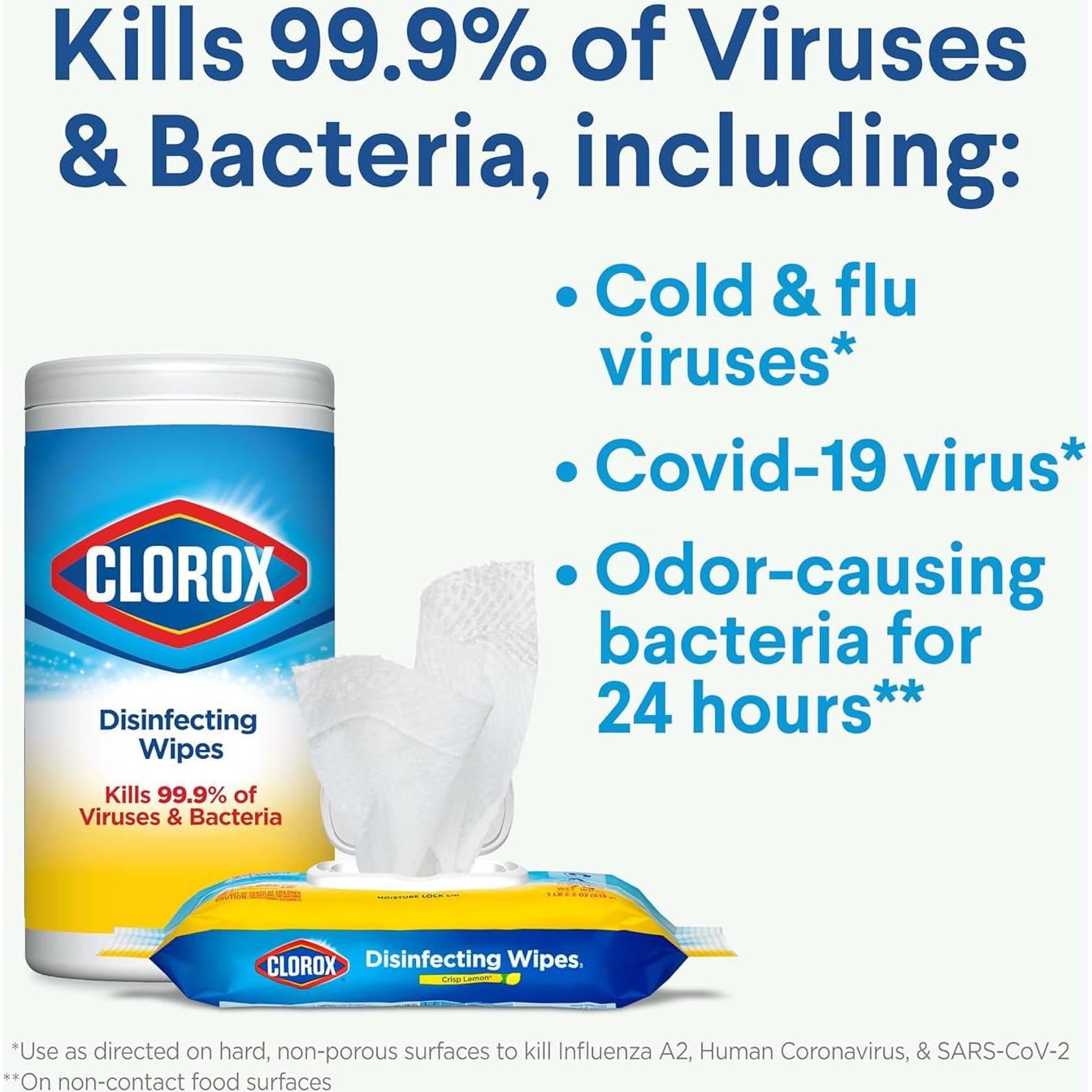 Toallitas Desinfectantes Clorox 75 Conteo x2 Sin Blanqueador