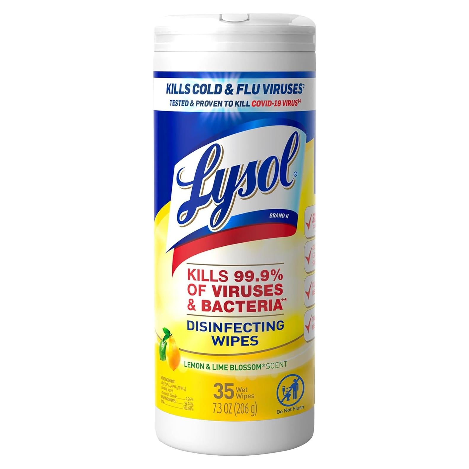 Toallitas Desinfectantes Lysol 35ct Flor de Limón y Lima