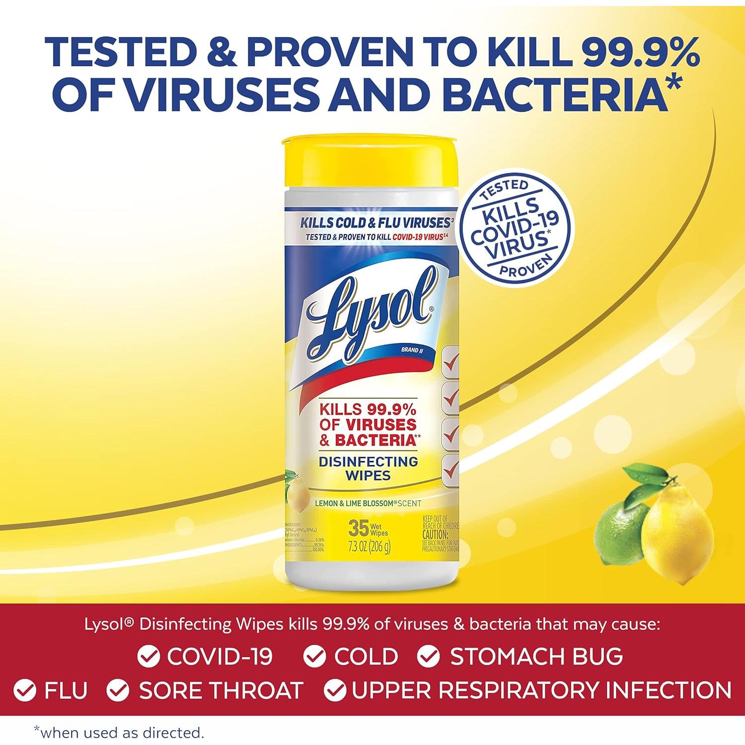 Toallitas Desinfectantes Lysol 35ct Flor de Limón y Lima