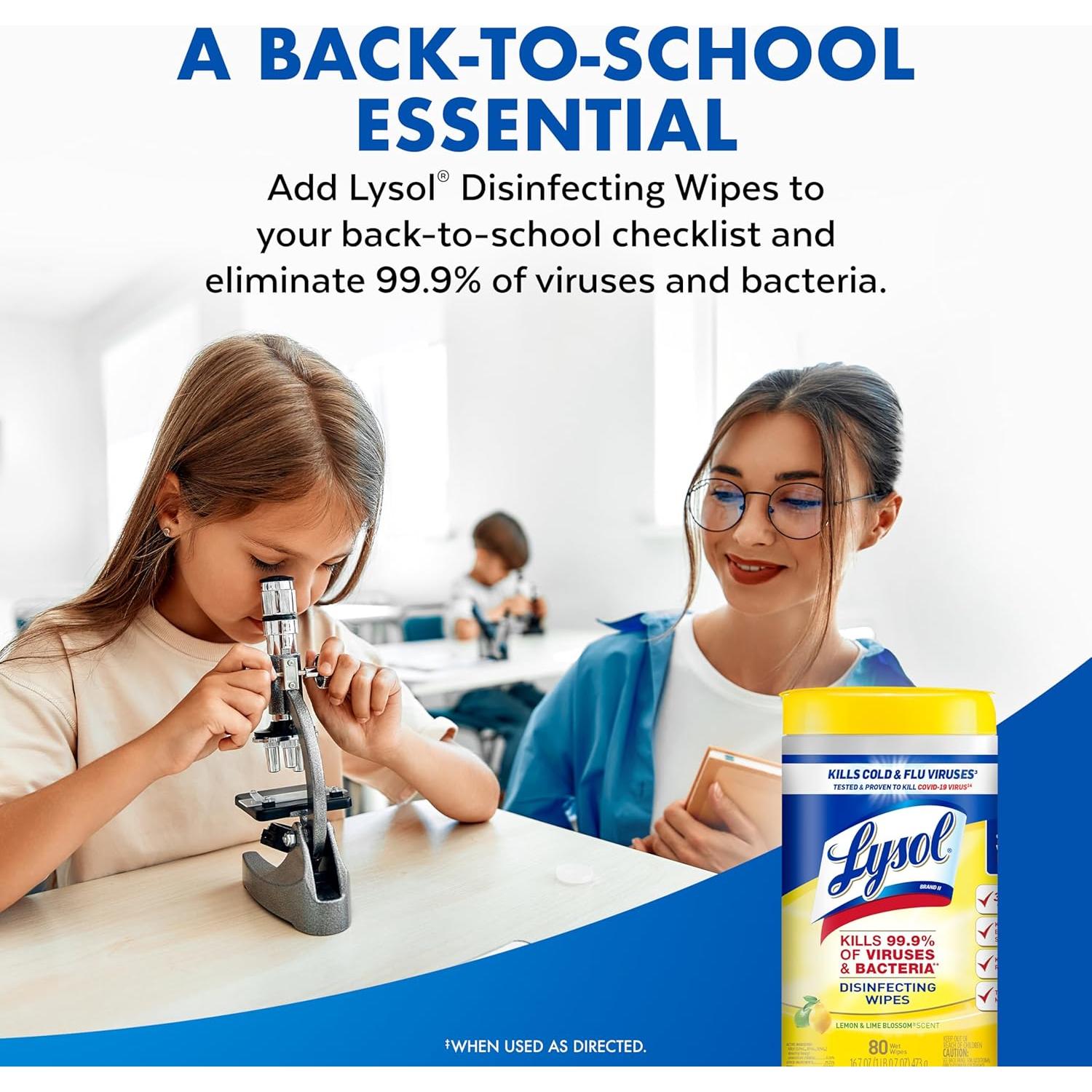 Toallitas Desinfectantes Lysol, Paquete de 4, Multiusos, 99.9% Bacterias