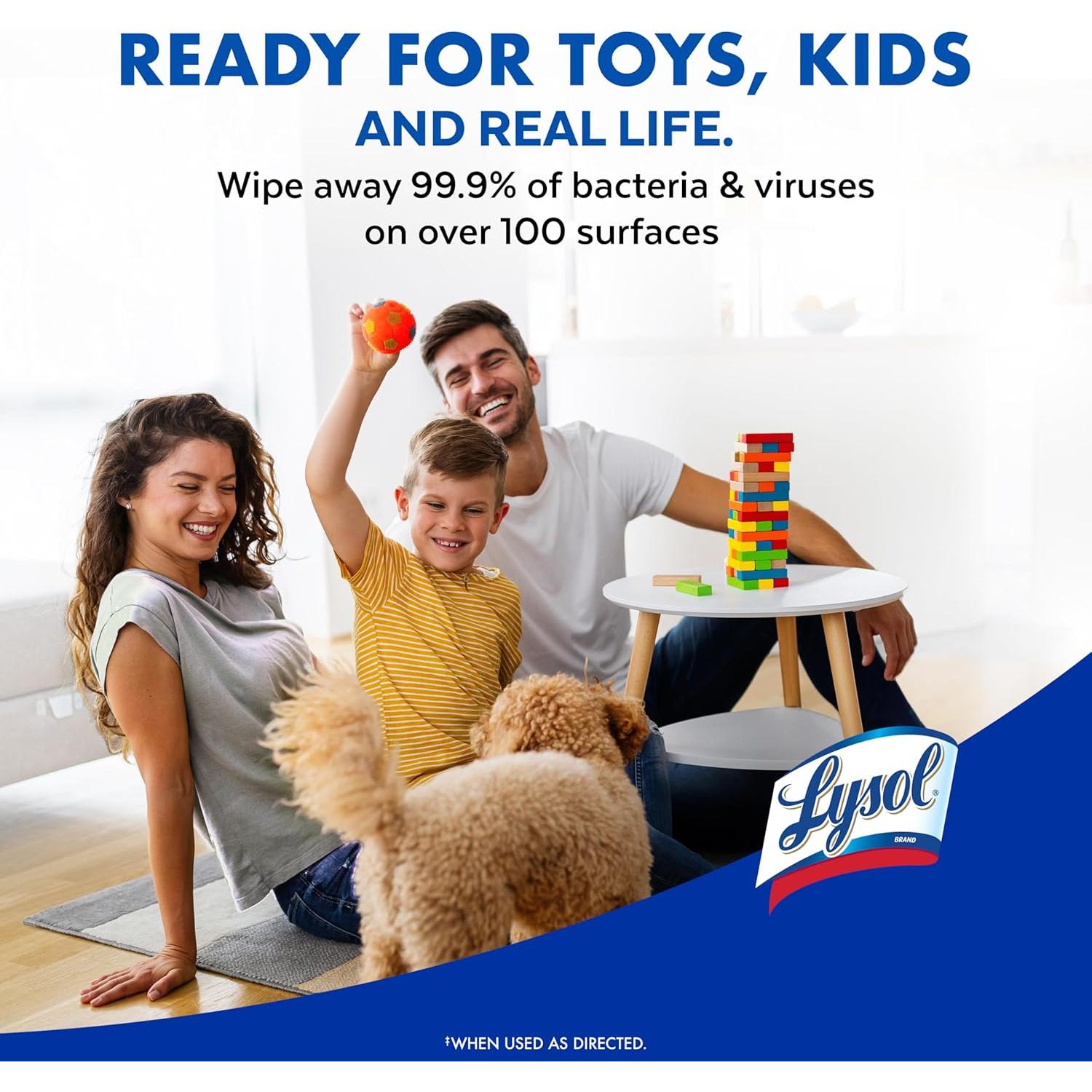 Toallitas Desinfectantes Lysol, Paquete de 4, Multiusos, 99.9% Bacterias