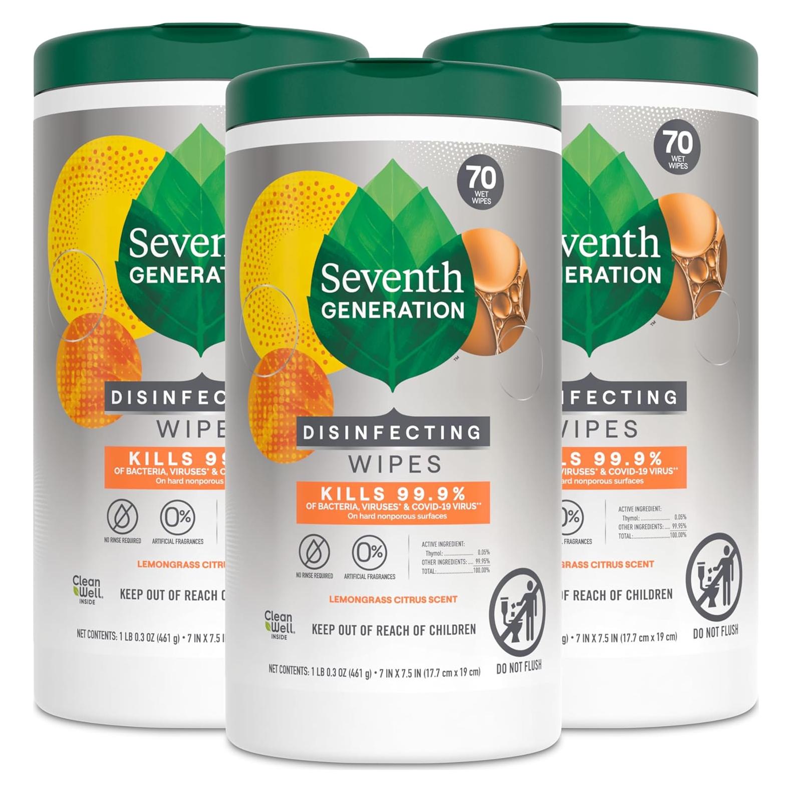 Toallitas Desinfectantes Seventh Generation 70 Unidades Cítricos