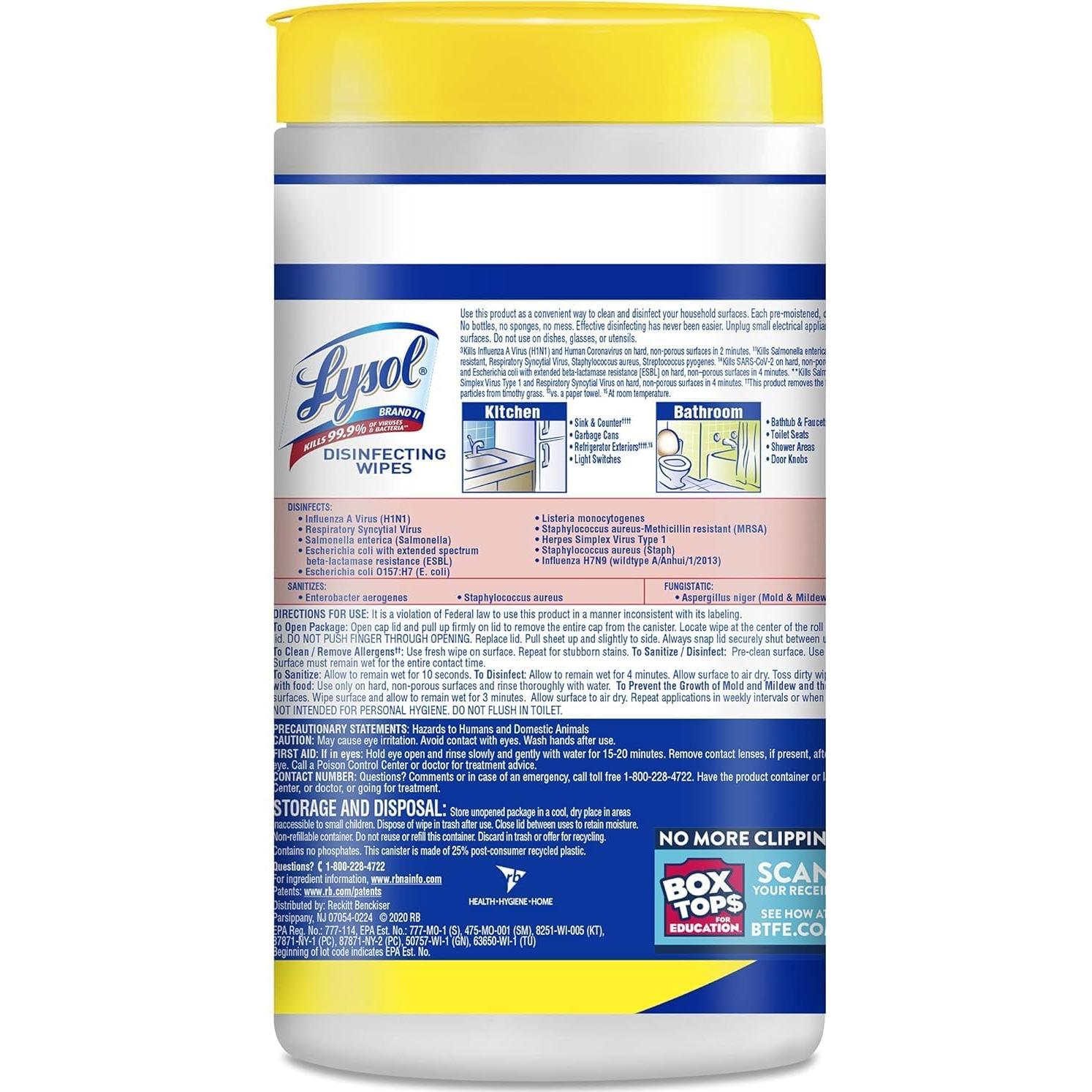 Toallitas Desinfectantes Lysol Multi-Superficie 80 Unidades