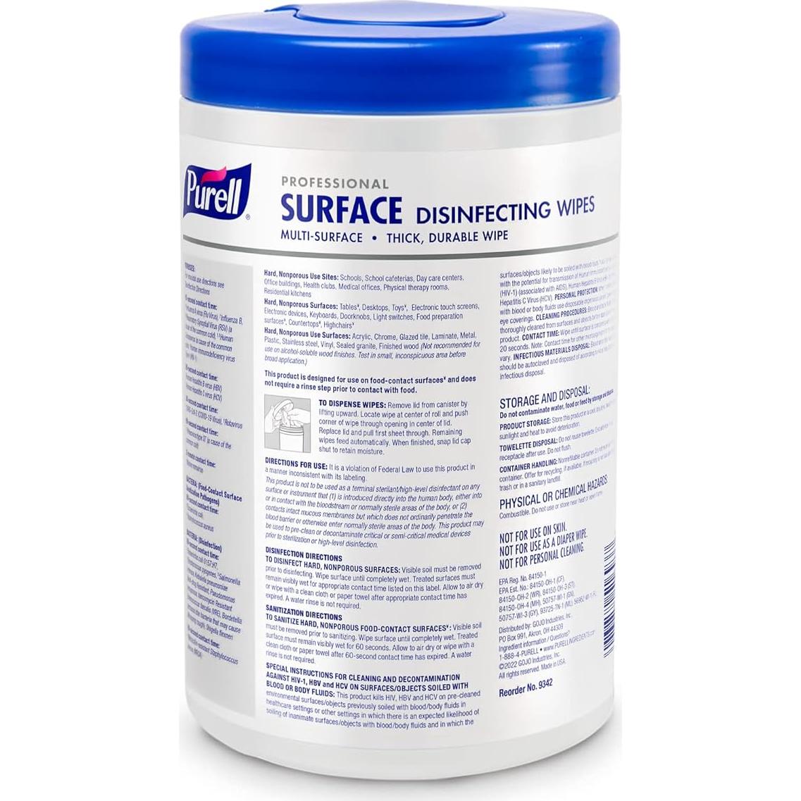 Toallitas Desinfectantes PURELL 110 Unidades Aroma Cítrico