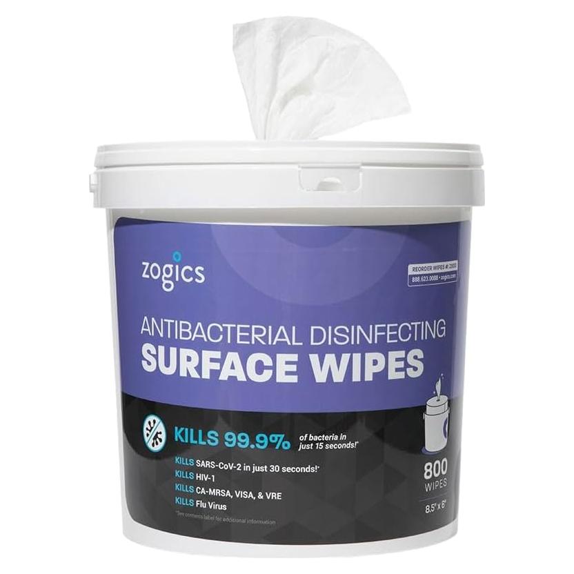 Toallitas Antibacterianas Zogics 800 Unidades + Dispensador