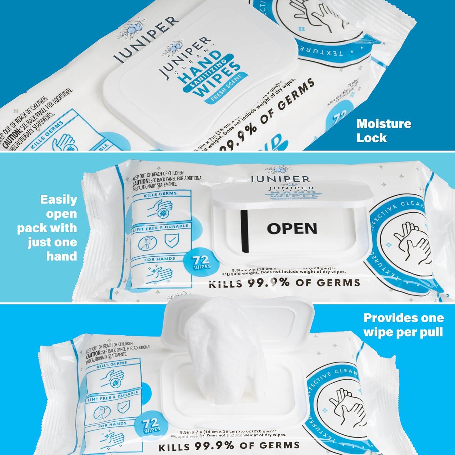 Toallitas Desinfectantes para Manos Juniper CLEAN 1728 Pzs