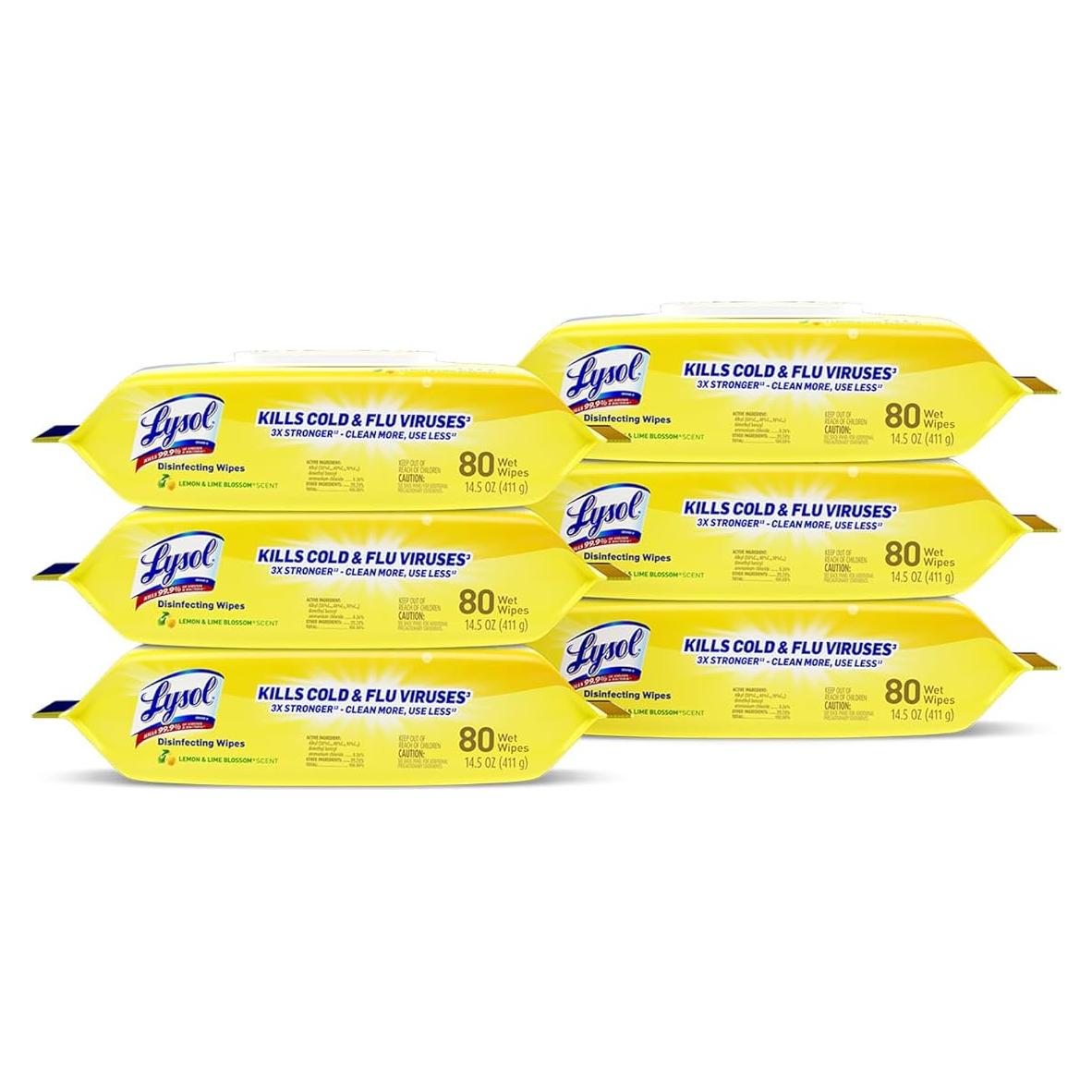 Toallitas Desinfectantes Lysol Limón y Lima 80 Unidades