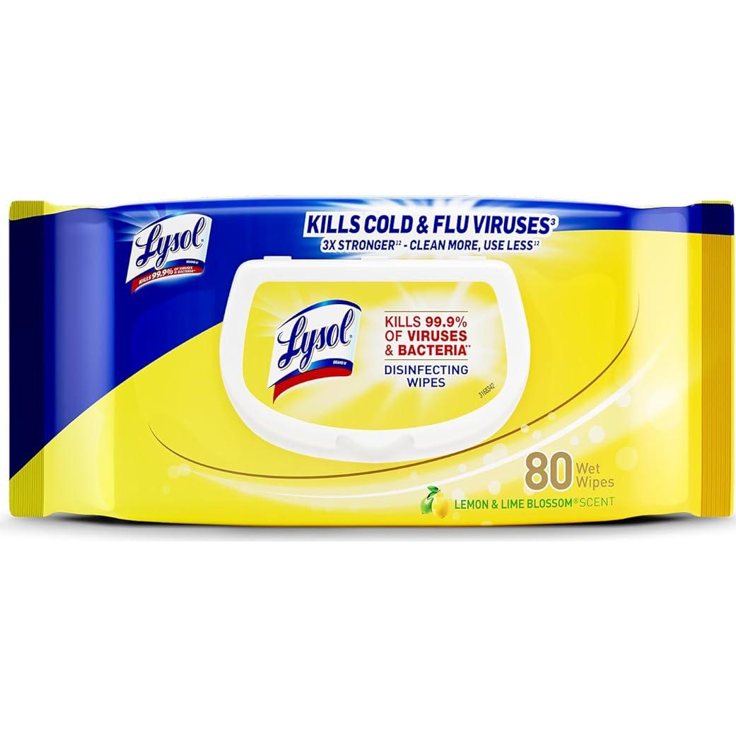 Toallitas Desinfectantes Lysol Limón y Lima 80 Unidades