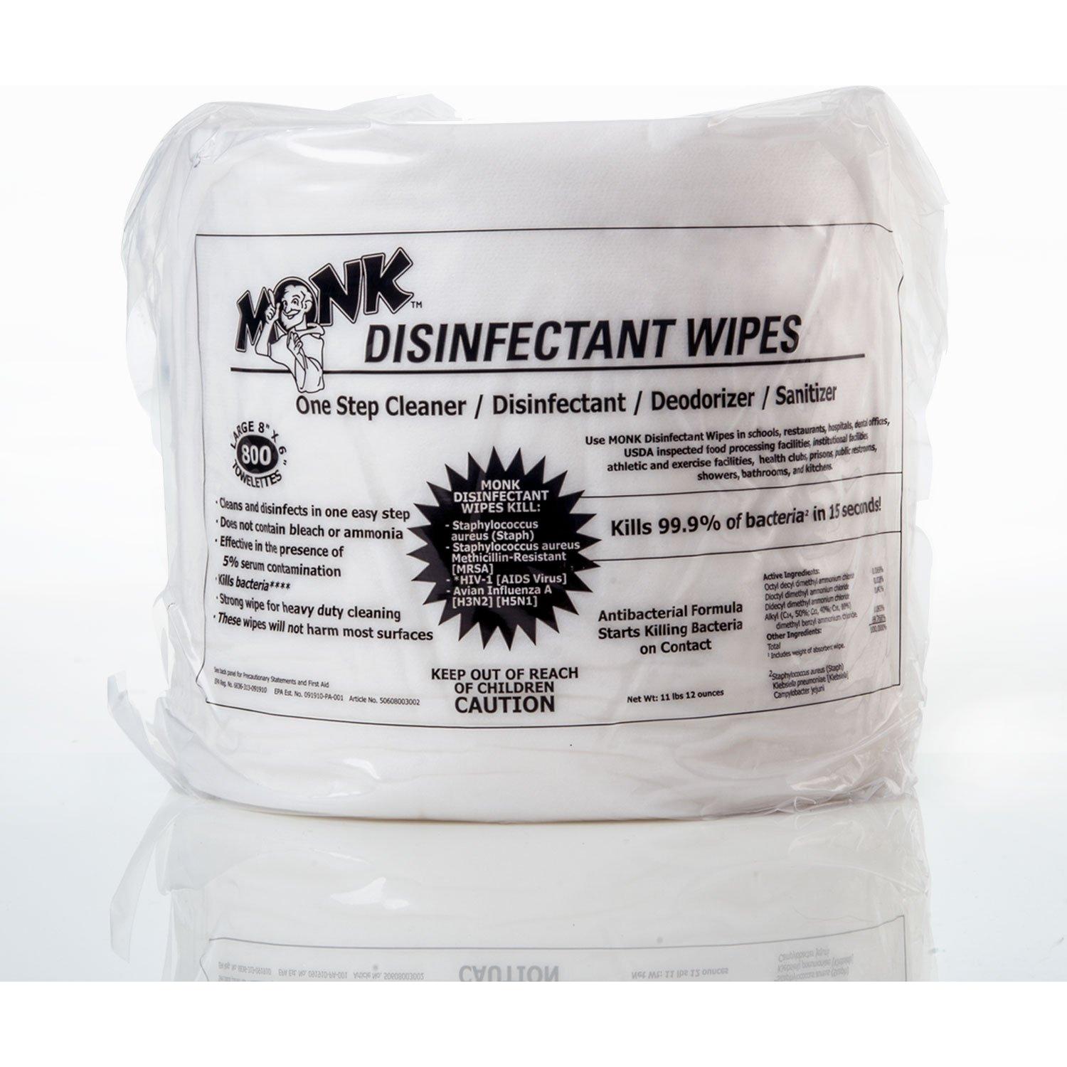 Toallitas Desinfectantes Monk 800ct - Paquete de 4 Rollos