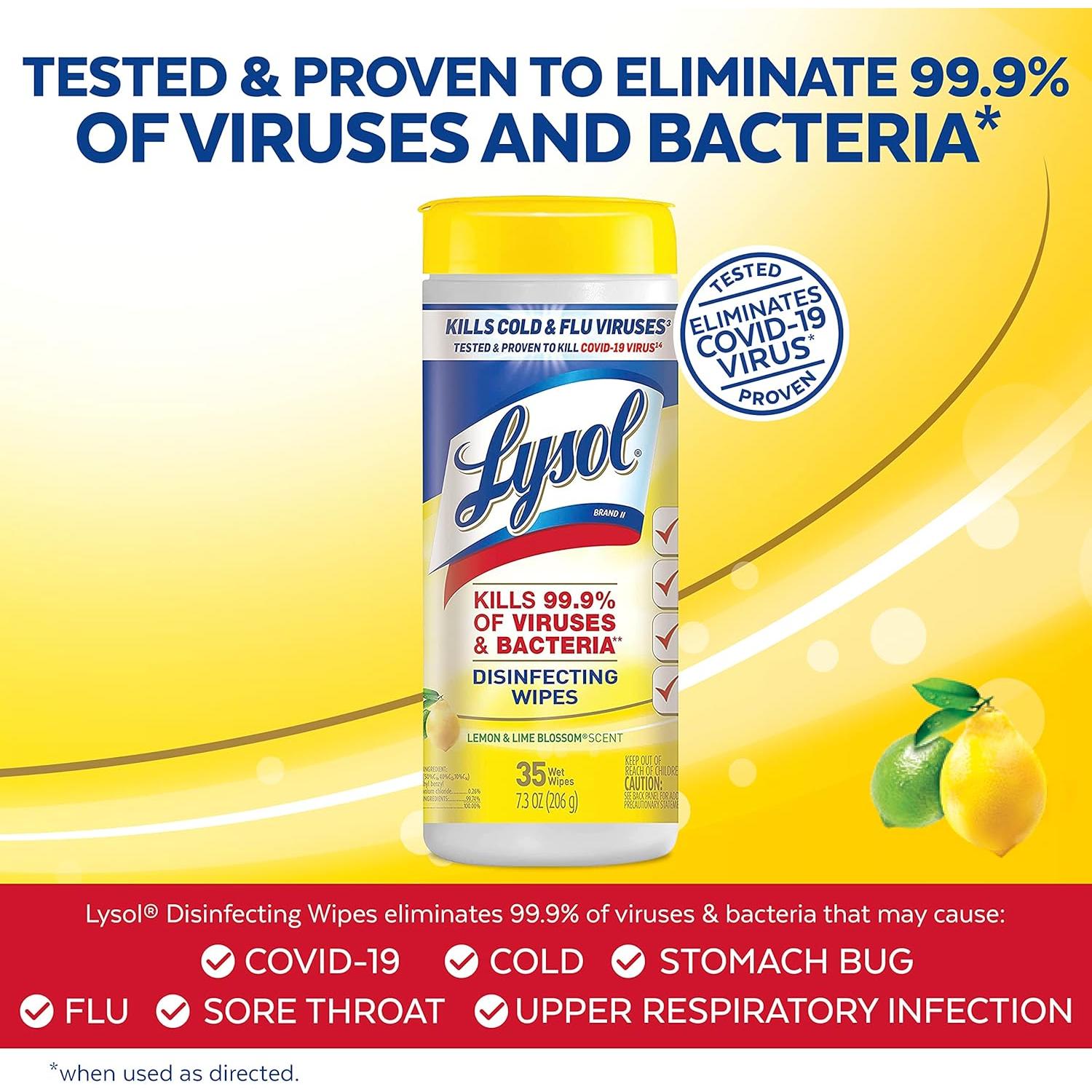 Toallitas Desinfectantes Lysol 105 Unidades Flor de Limón