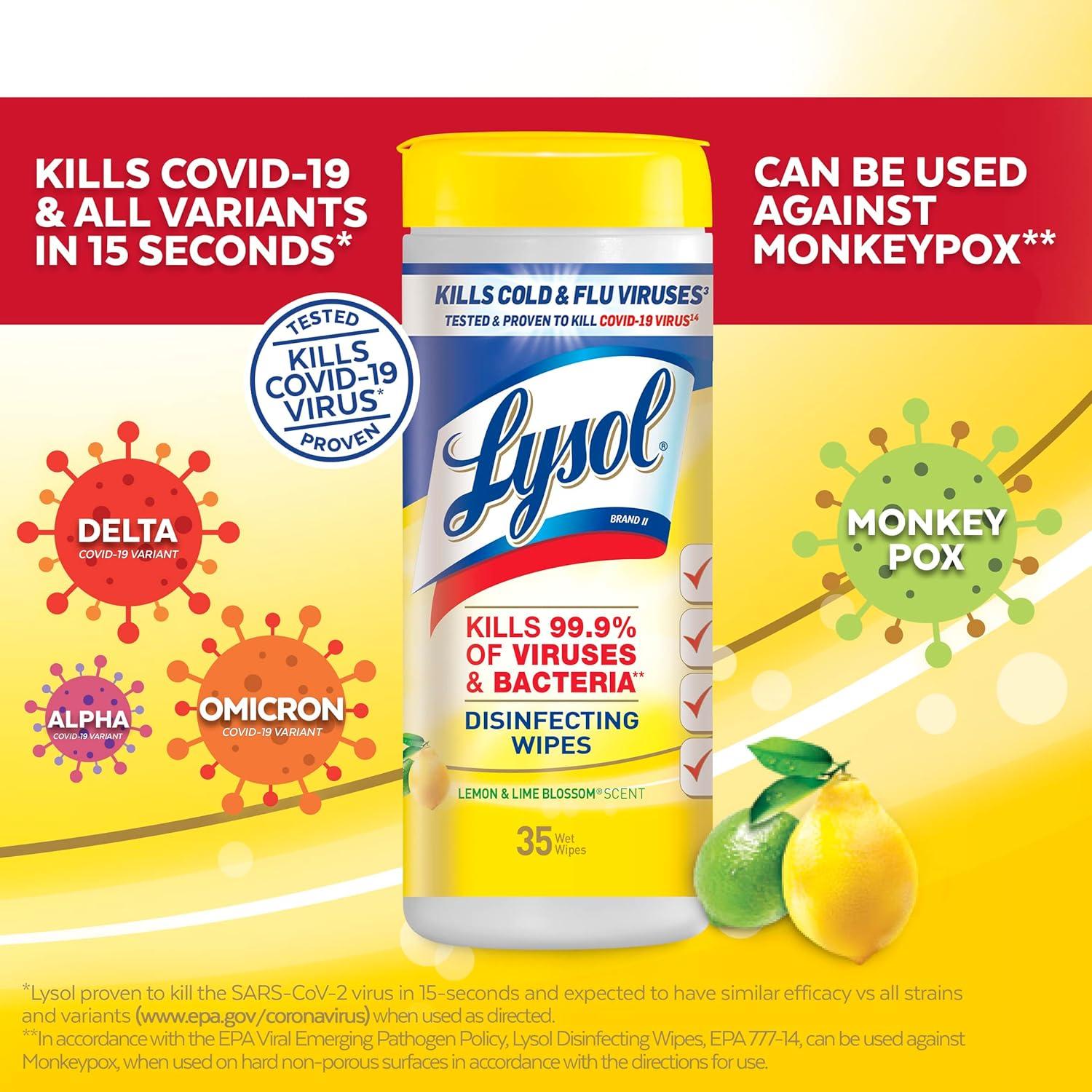 Toallitas Desinfectantes Lysol 105 Unidades Flor de Limón