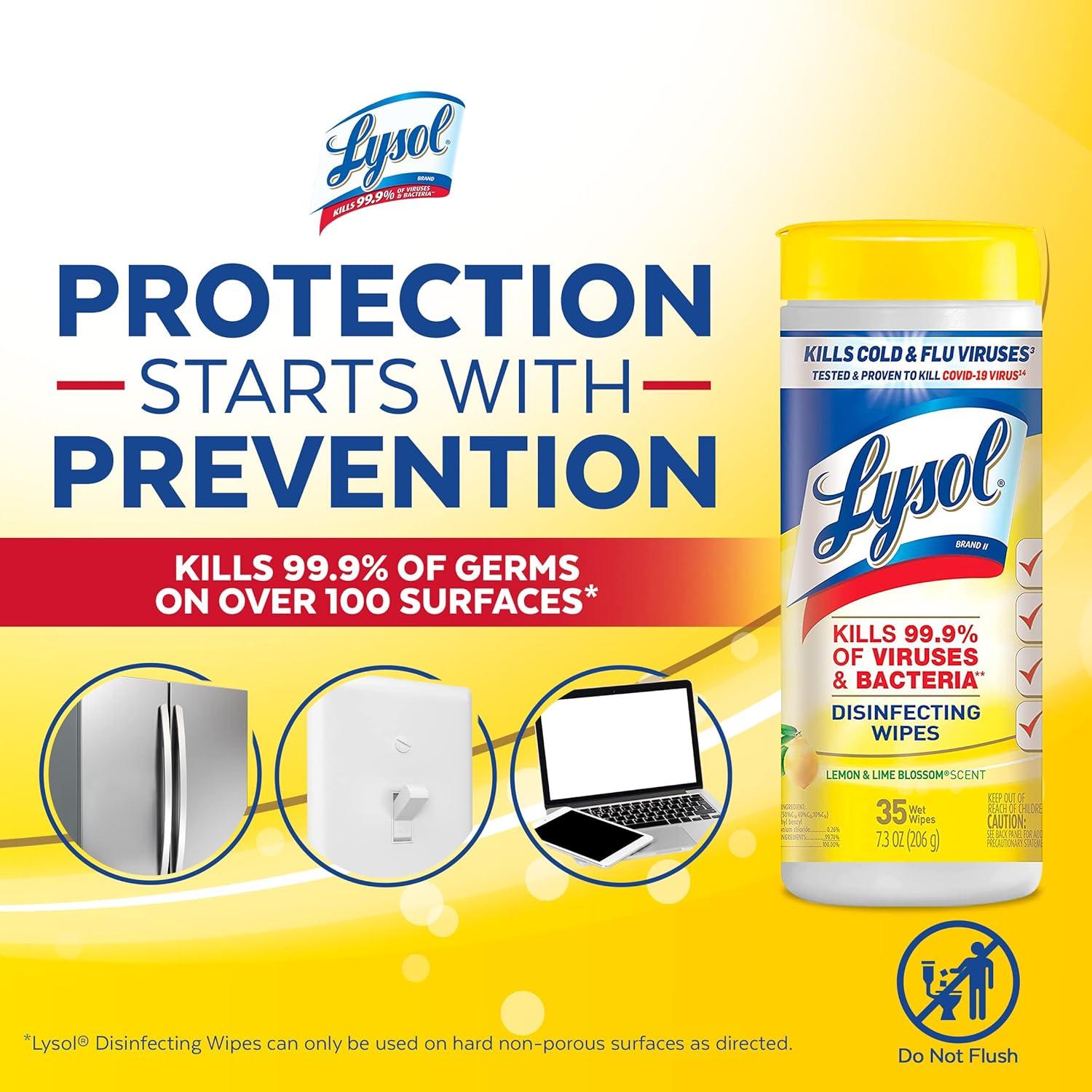 Toallitas Desinfectantes Lysol 105 Unidades Flor de Limón