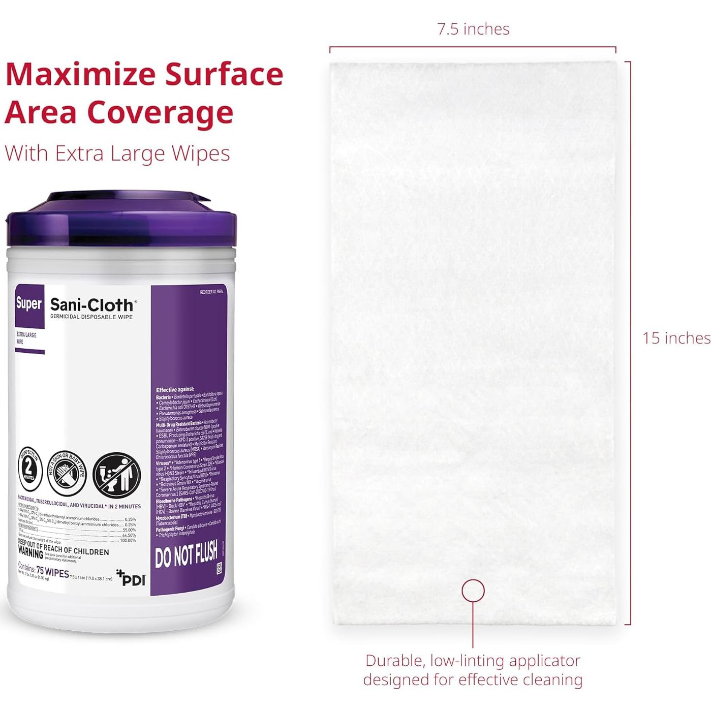 Toallitas Germicidas Desechables Super Sani-Cloth 65 Unidades