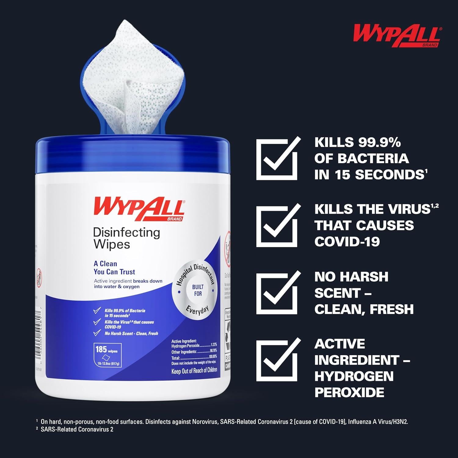 Toallitas Desinfectantes WypAll 54481 - 555 Hojas, Peróxido de Hidrógeno