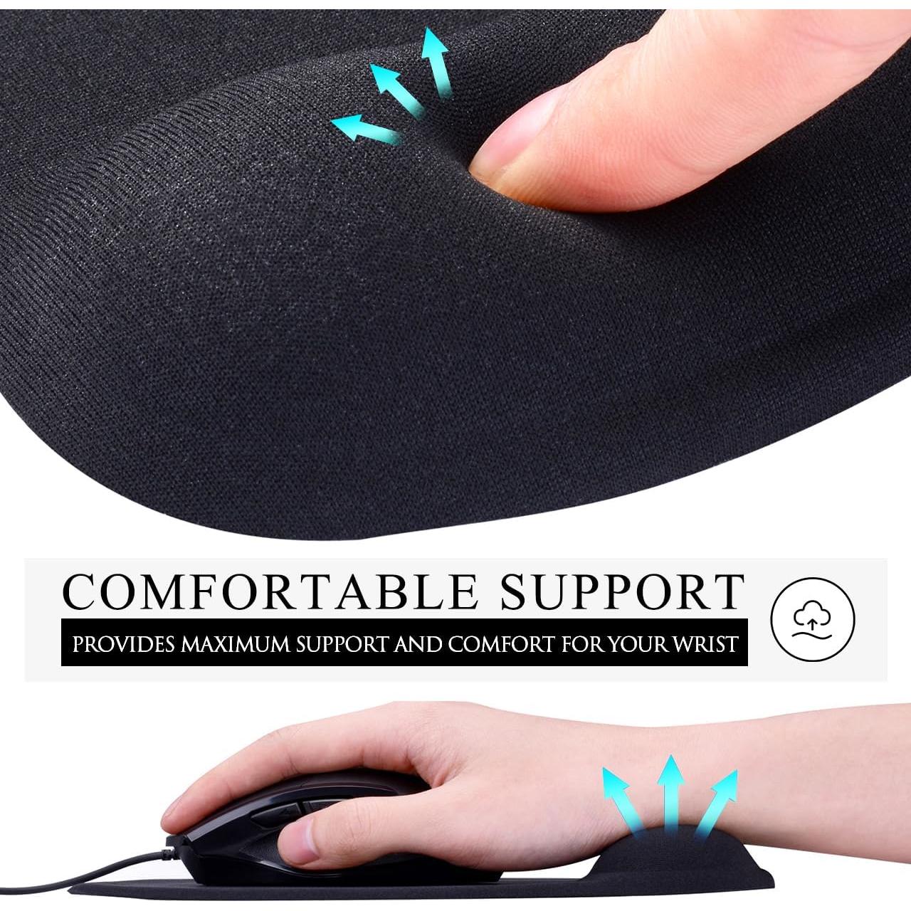 Alfombrilla de Ratón JIKIOU 2 Piezas con Soporte de Gel Negro