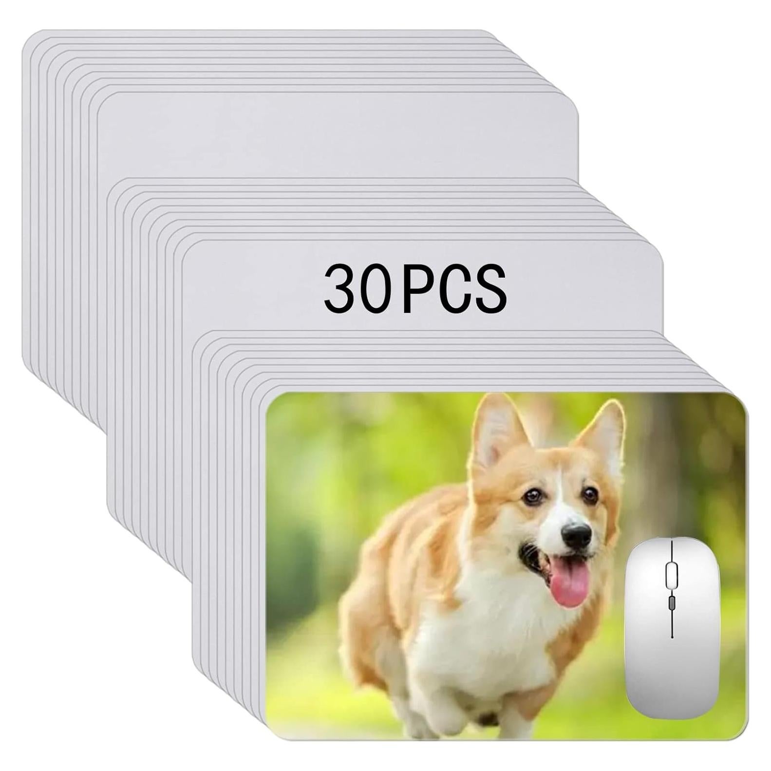 30 Alfombrillas de Ratón Blancas OKBA 24x20cm Antideslizantes