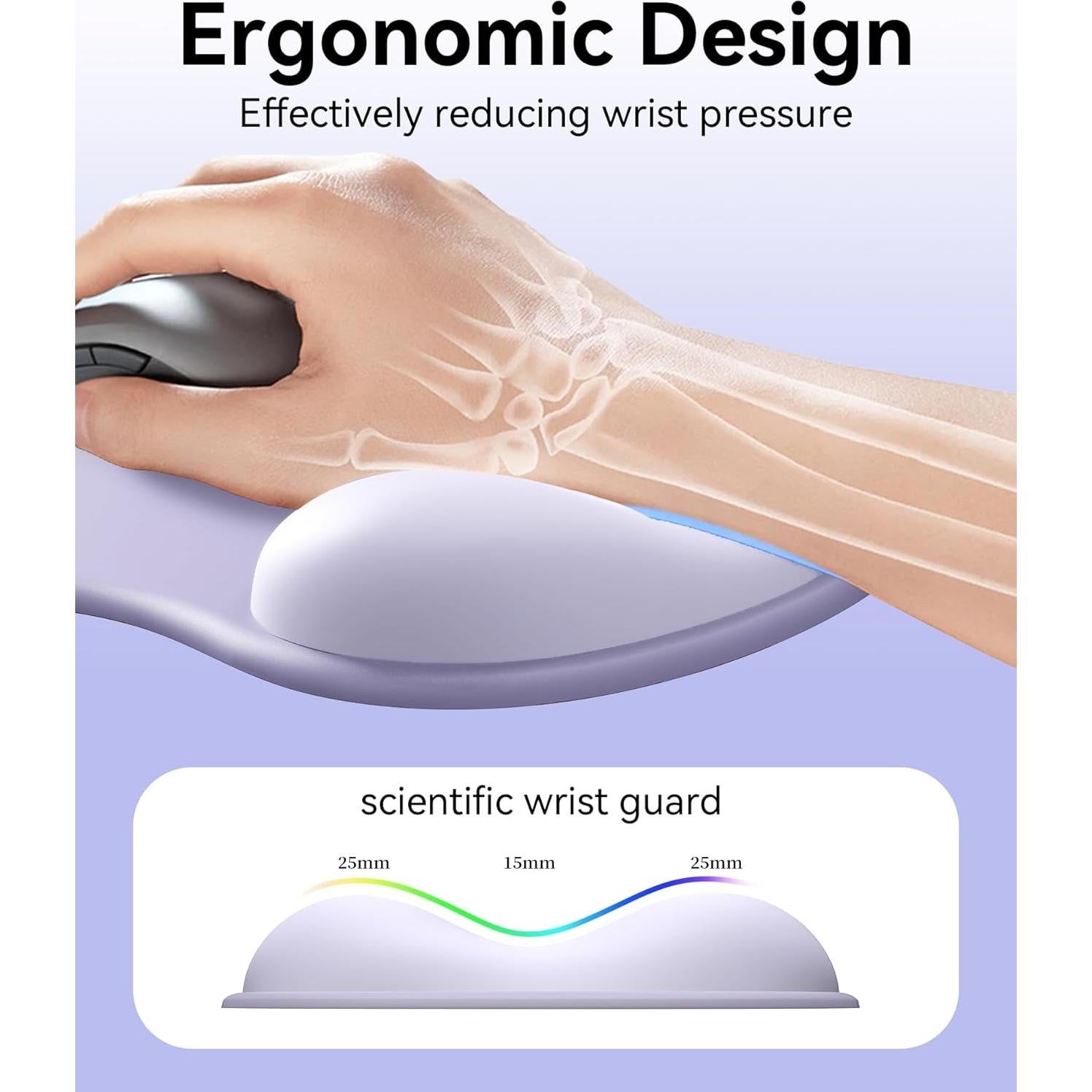 Almohadilla para Mouse Ergonómica eulps con Reposamuñecas Gel Púrpura