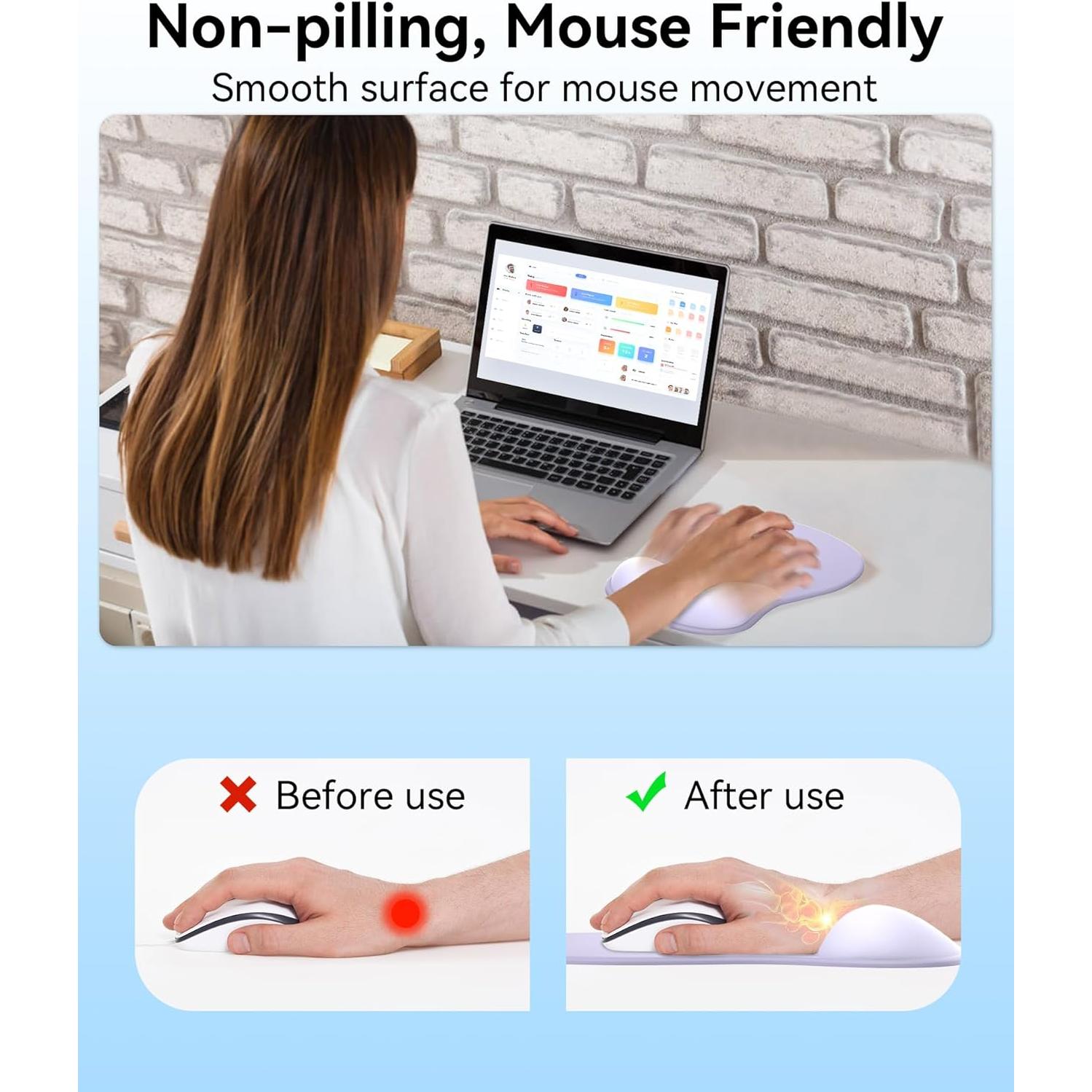 Almohadilla para Mouse Ergonómica eulps con Reposamuñecas Gel Púrpura