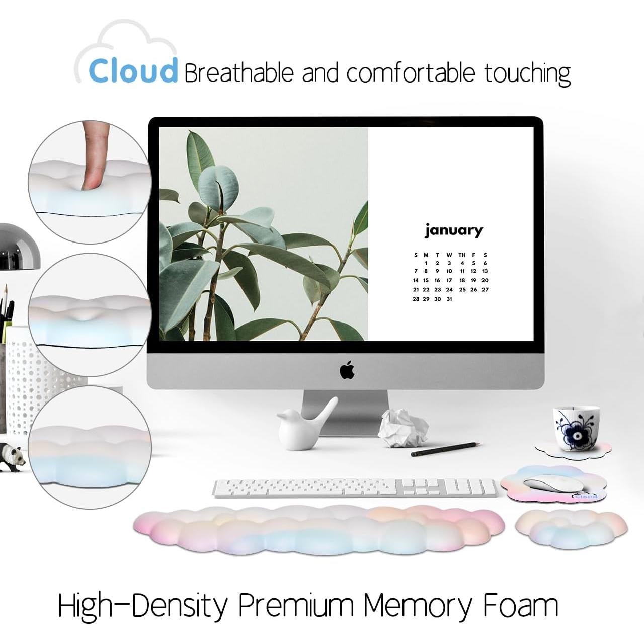 Reposamuñecas Ergonómico YAMJUG Nube Arcoíris con Base Antideslizante