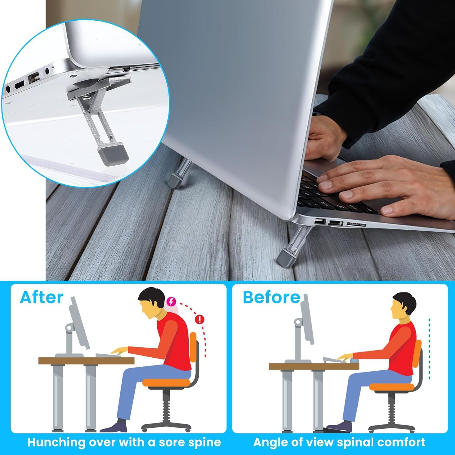 Soporte de Laptop Mini AOZUO Plata Plegable 3 Niveles Ajustables