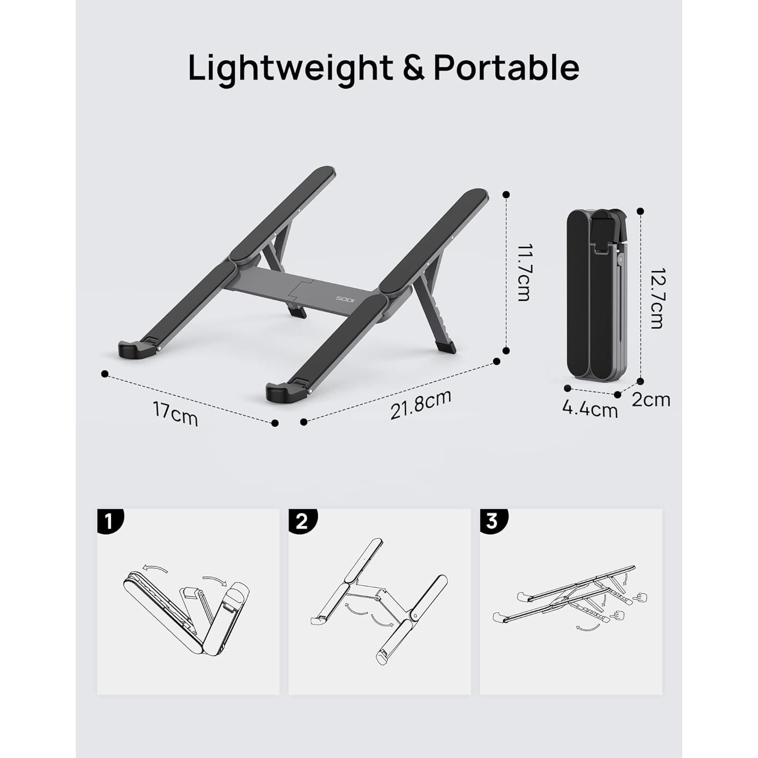 Soporte Plegable SODI para Laptop 10-16" Ergonómico Aluminio