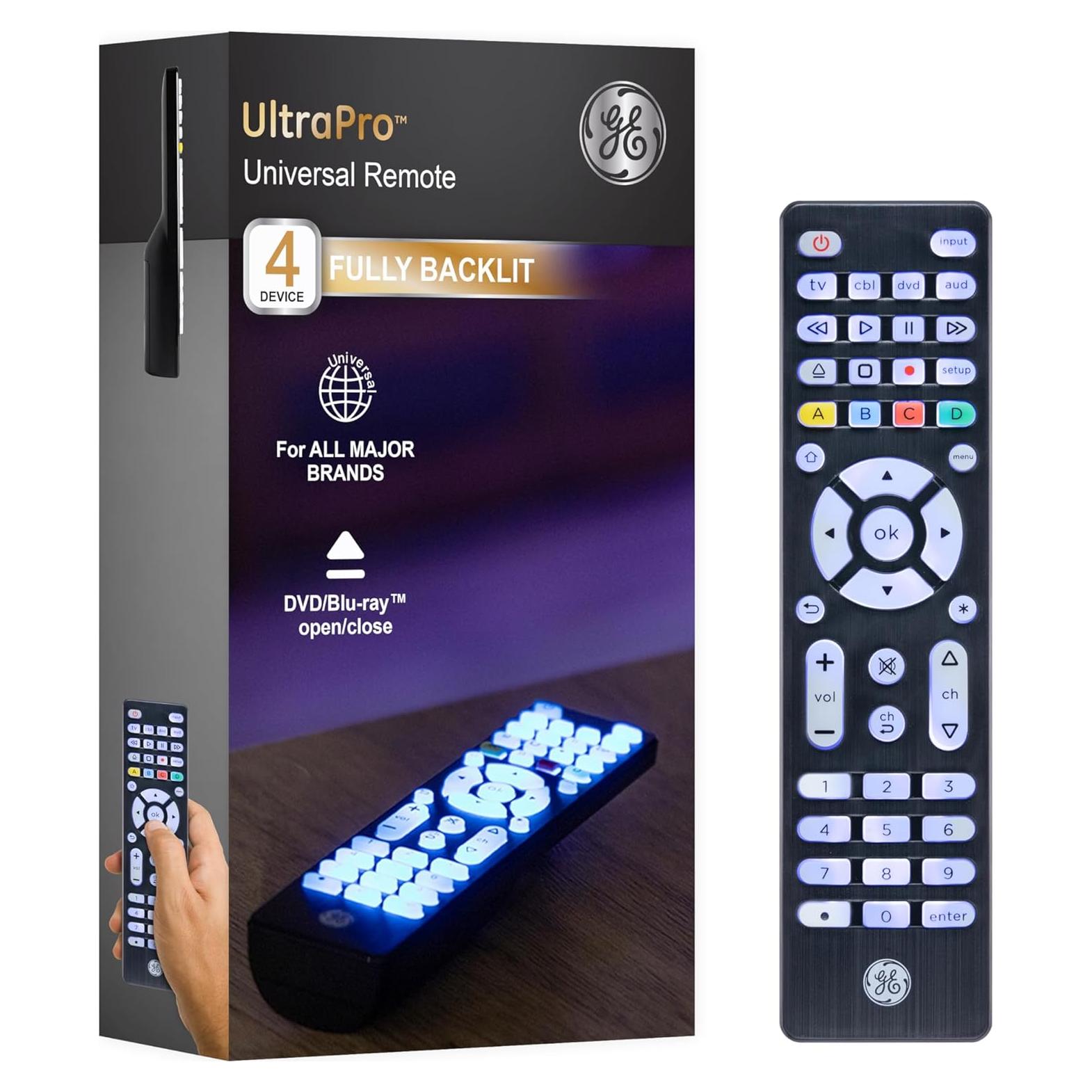Control Remoto Universal GE 4 Dispositivos Retroiluminado Negro