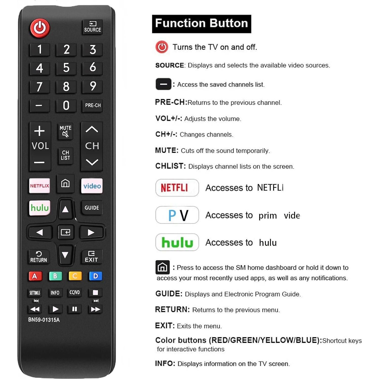 Control Remoto Universal Samsung para TVs LCD LED 3D Smart