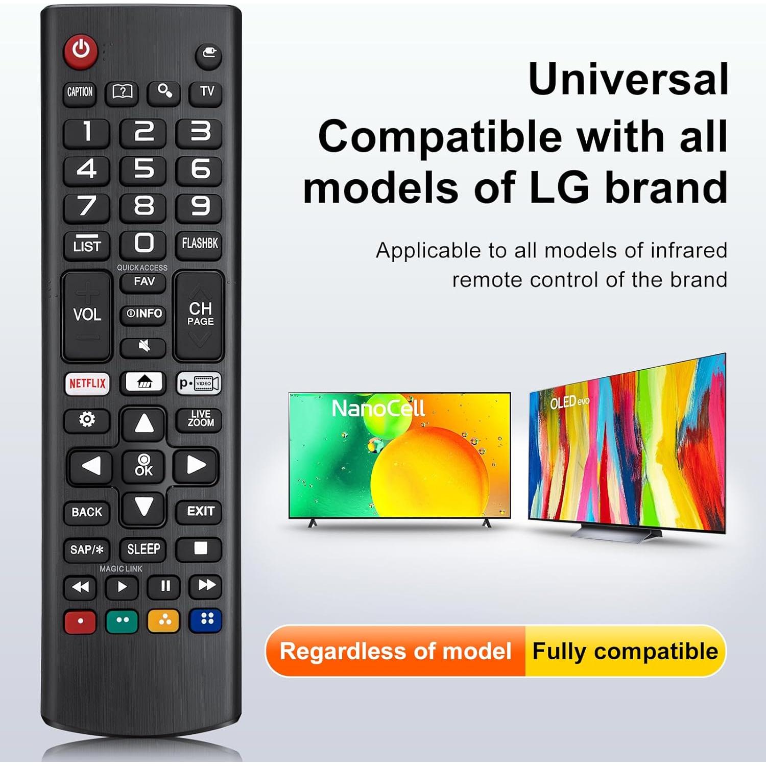 Control Remoto Universal LOUTOC para TV LG AKB75095307 - Acceso Directo a Netflix y Prime Video