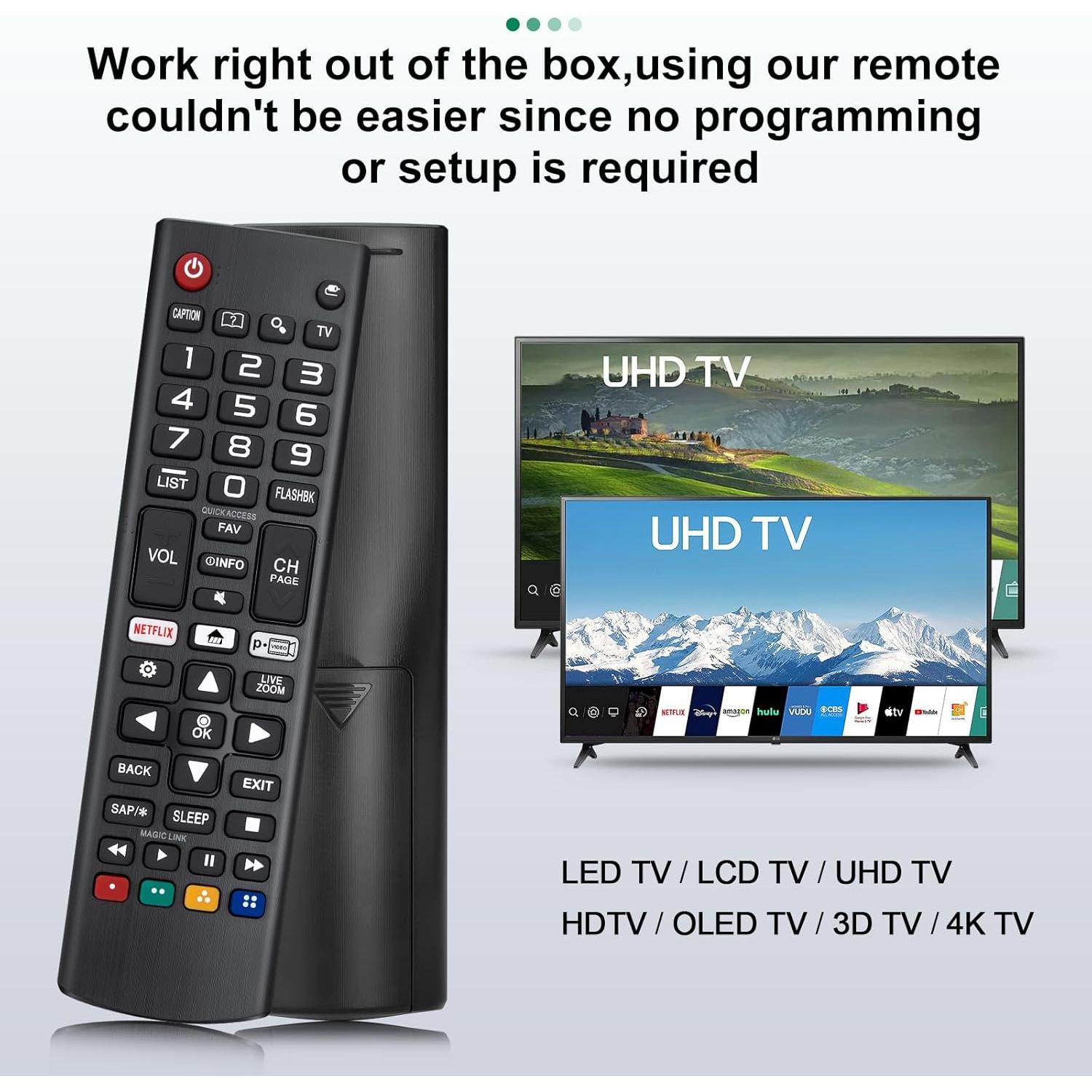 Control Remoto Universal LOUTOC para TV LG AKB75095307 - Acceso Directo a Netflix y Prime Video