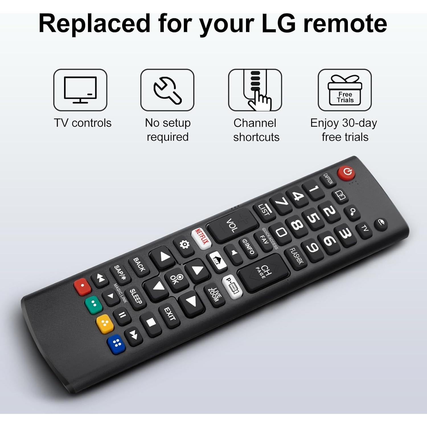 Control Remoto Universal LOUTOC para TV LG AKB75095307 - Acceso Directo a Netflix y Prime Video