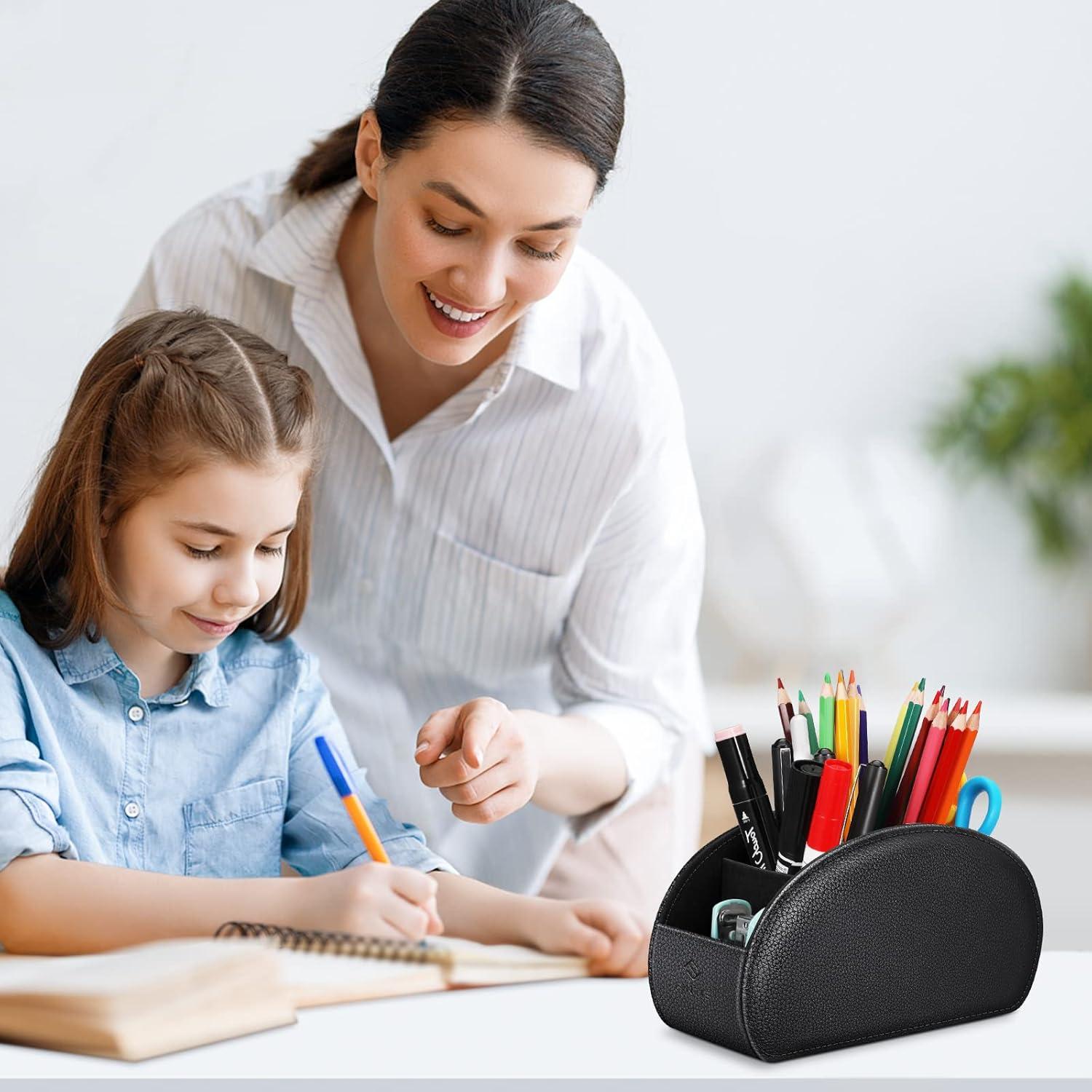 Organizador de Escritorio Fintie 5 Compartimentos Cuero Vegano Negro