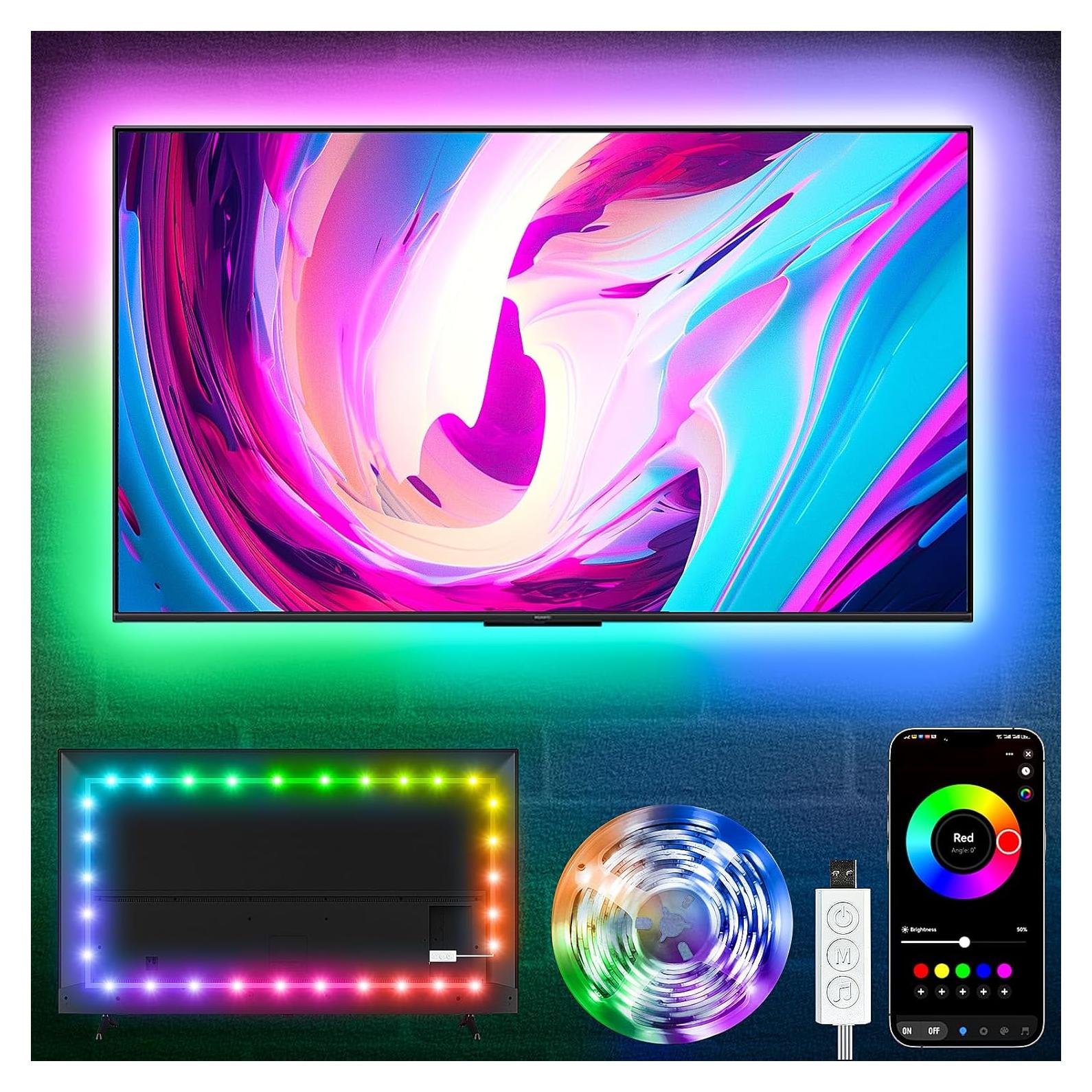 Luces LED de Respaldo KSIPZE 5m para TV 114-191 cm RGB Bluetooth